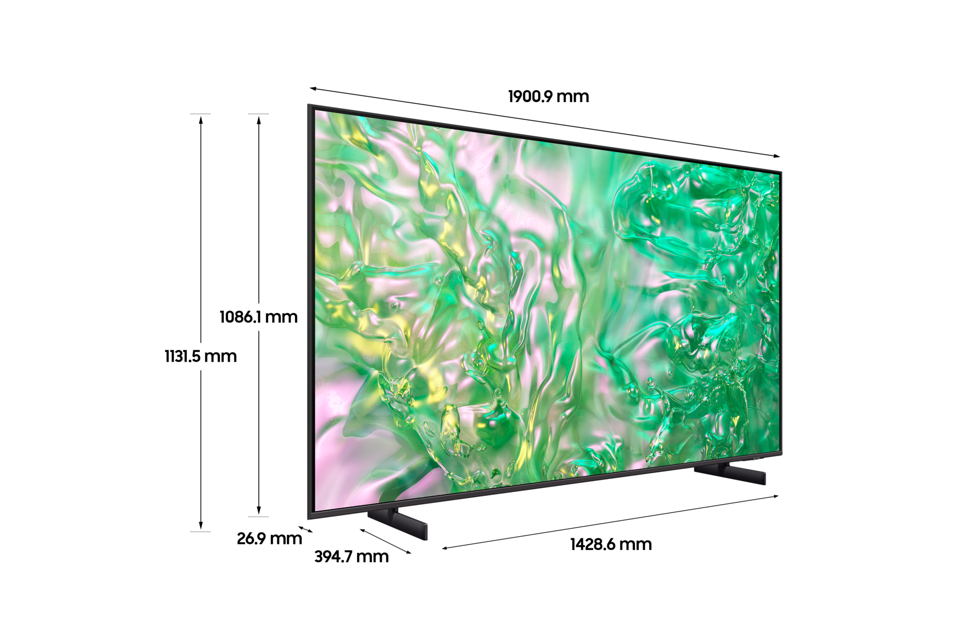 2024 Crystal UHD UD8100 (214 cm) 상세사이즈가 기재된 디멘션 컷 