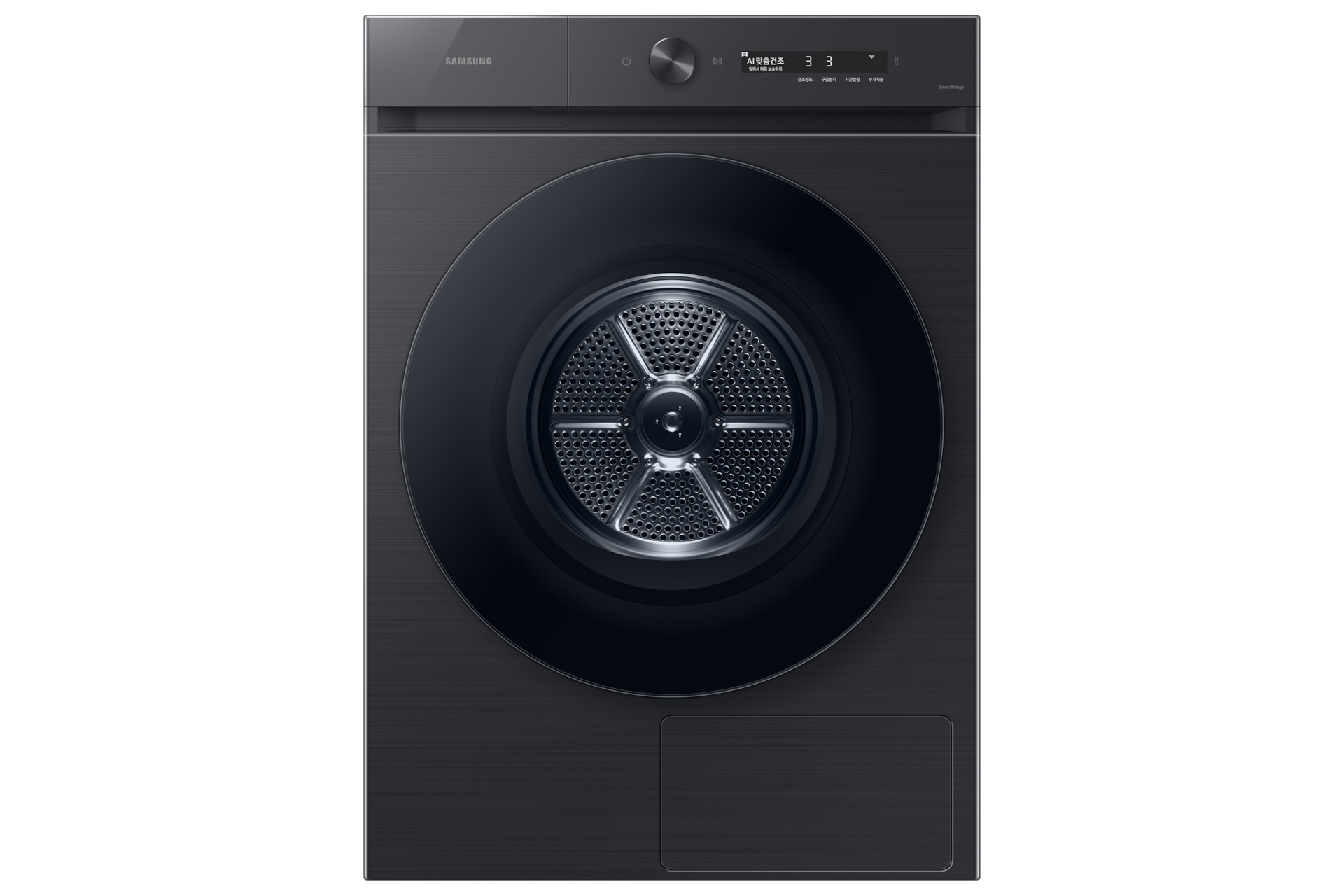 Bespoke AI 건조기 17kg (올인원컨트롤)+상단 설치 키트 블랙캐비어 건조기 정면