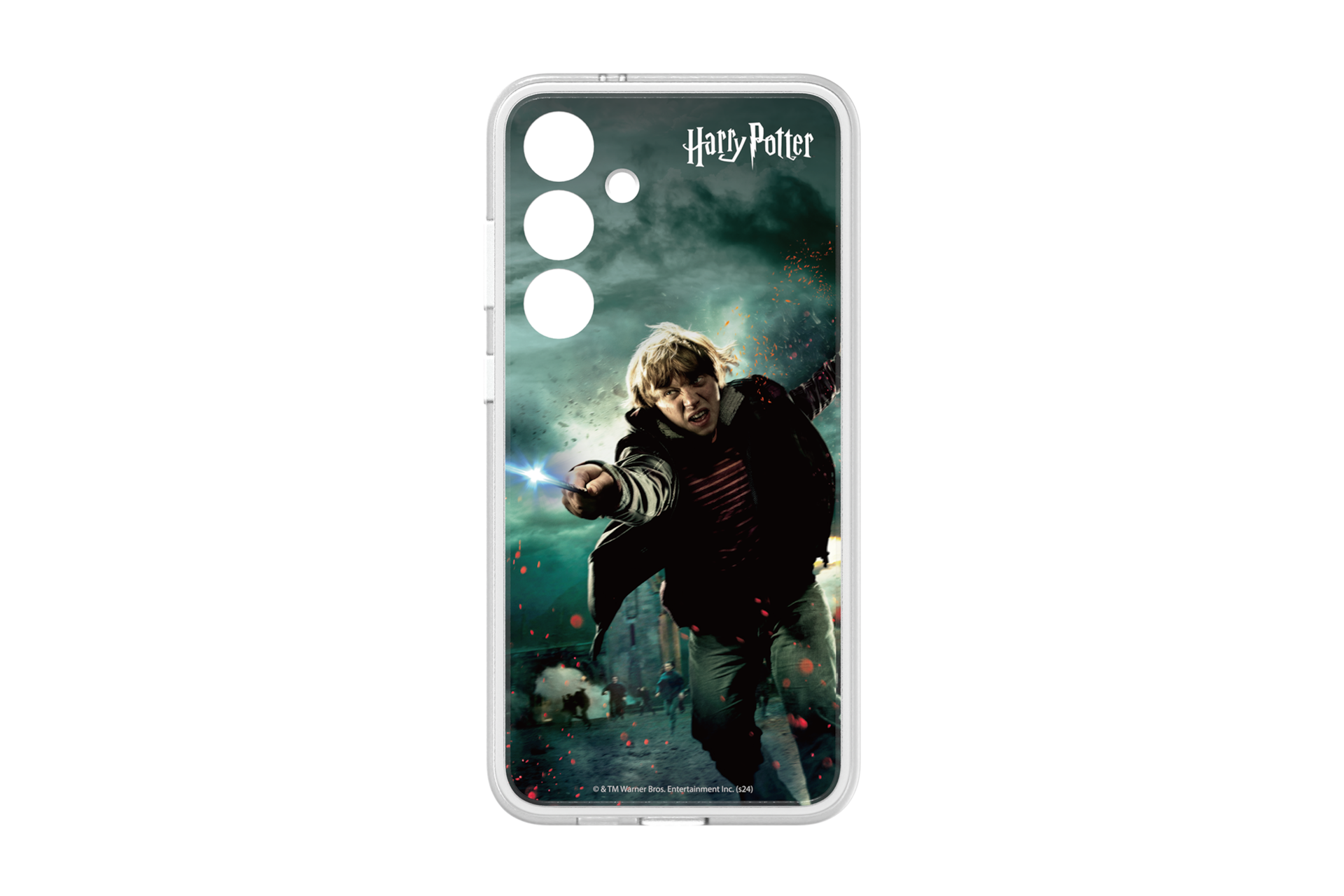 갤럭시 S24+ 해리포터 마법 플립수트 카드 (론) (블루) 를 케이스에 장착한 정면 이미지