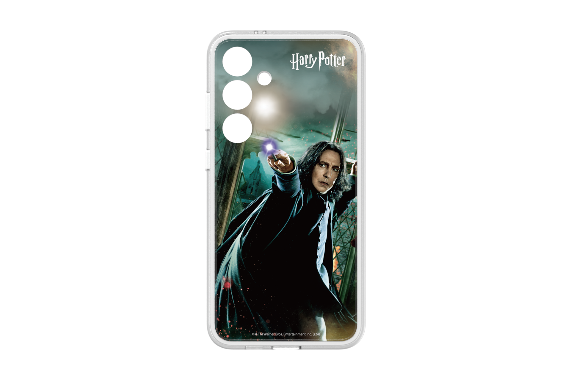 갤럭시 S24+ 해리포터 마법 플립수트 카드 (스네이프) (그린) 를 케이스에 장착한 정면 이미지