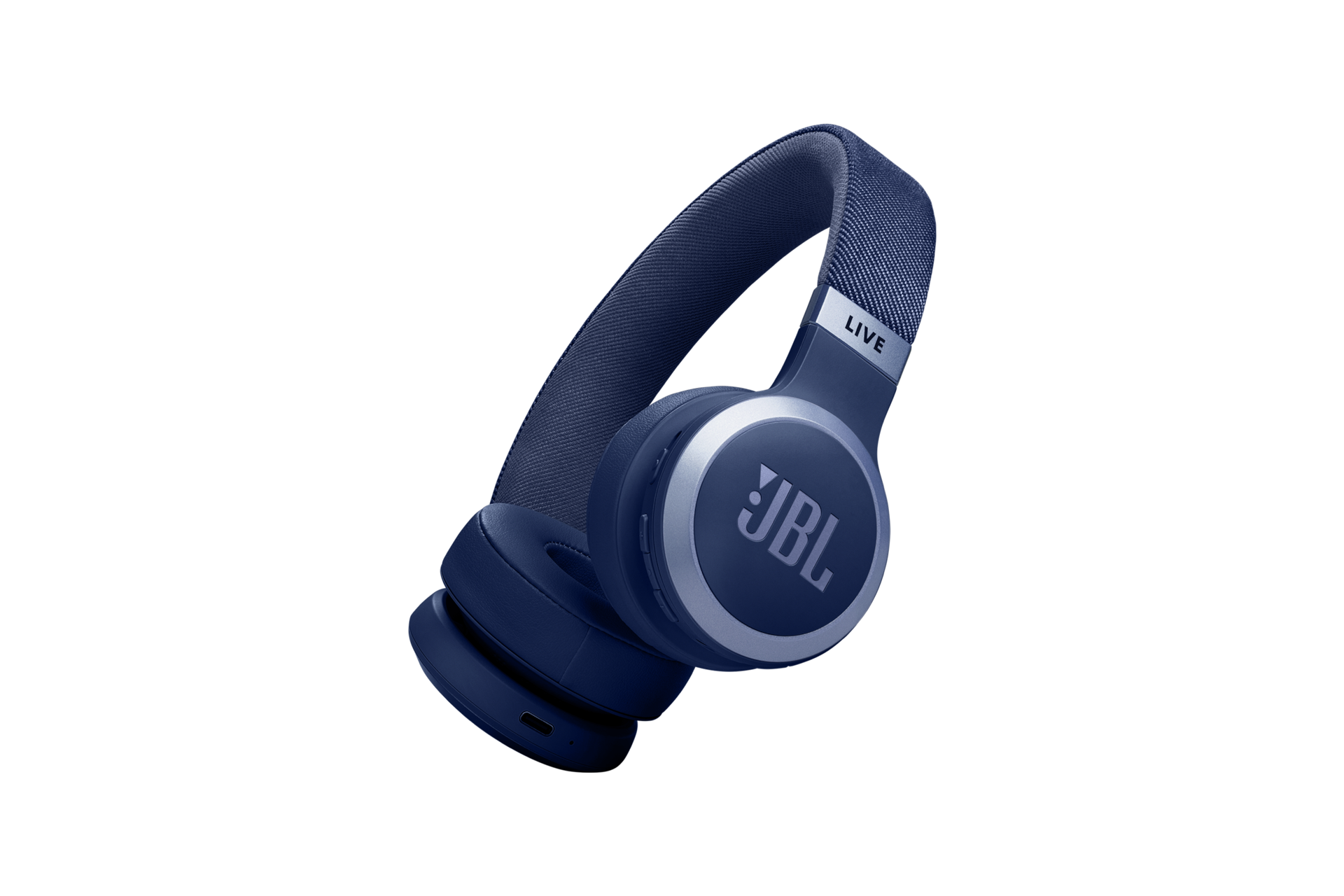 JBL LIVE 670NC 무선 온이어 헤드폰 블루 측면 30도