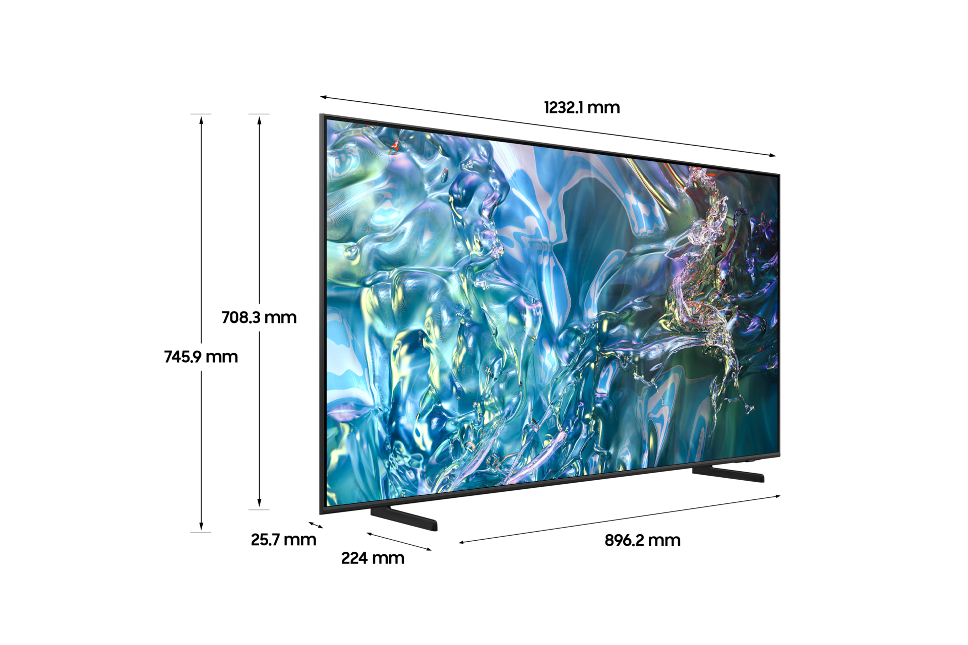2024 QLED 4K QD65 (138 cm)의 상세한 사이즈가 표기된 디멘션컷입니다.