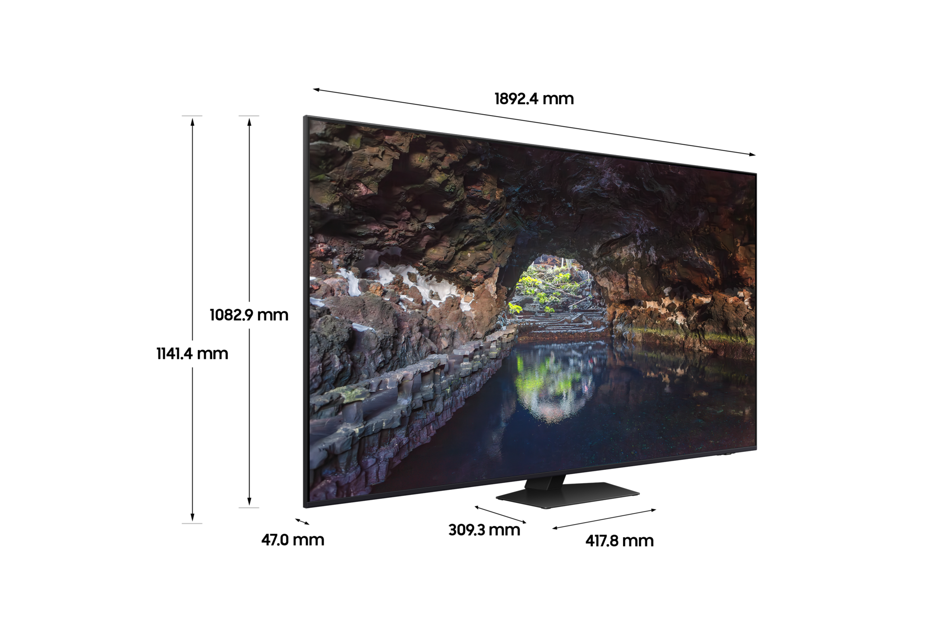 2024 Neo QLED QND80 (214 cm) 상세사이즈가 기재된 디멘션 컷 