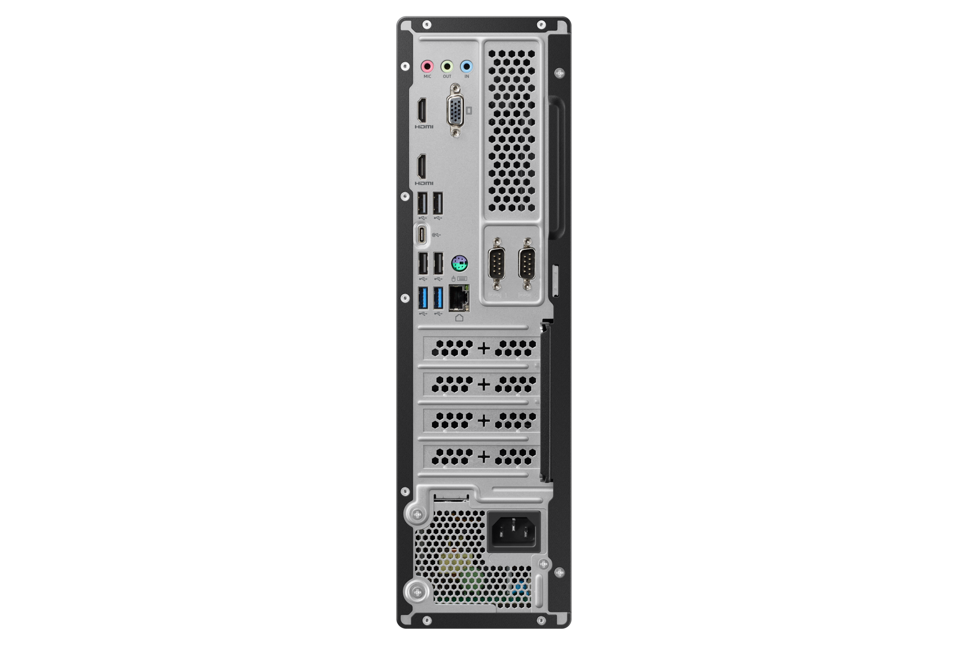 데스크탑 Slim Pentium® / 256 GB NVMe SSD 블랙 후면 포트
