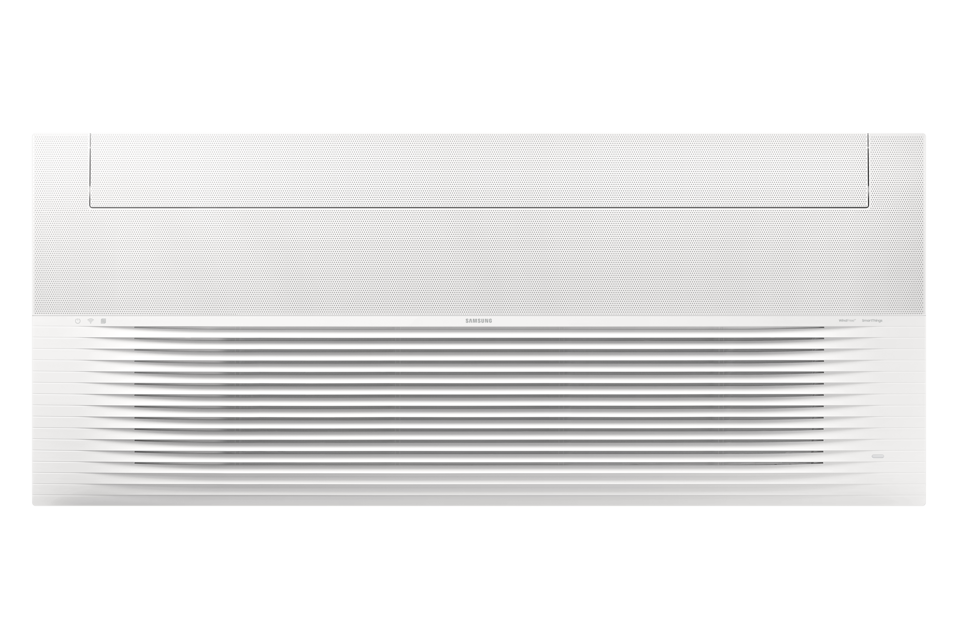 Infinite AI 무풍 시스템에어컨 173.1㎡ 7실 (UV 실내기) 전원이 꺼져 있는 천장형 인피니트 1way 실내기 정면