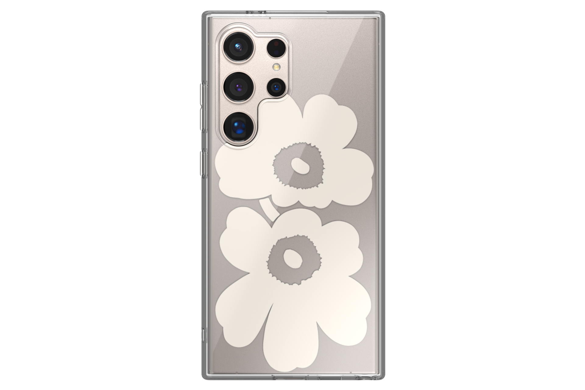 갤럭시 S24 Ultra 우니꼬 듀얼 레이어 케이스 (투명) 장착한 정면 이미지