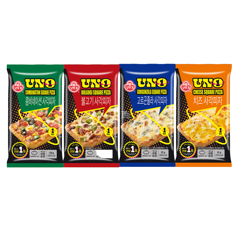 [오뚜기] UNO 사각피자 4종 X 각 3개씩 (총 12개) / 콤비,불고기,치즈,고르곤졸라 1번째 이미지