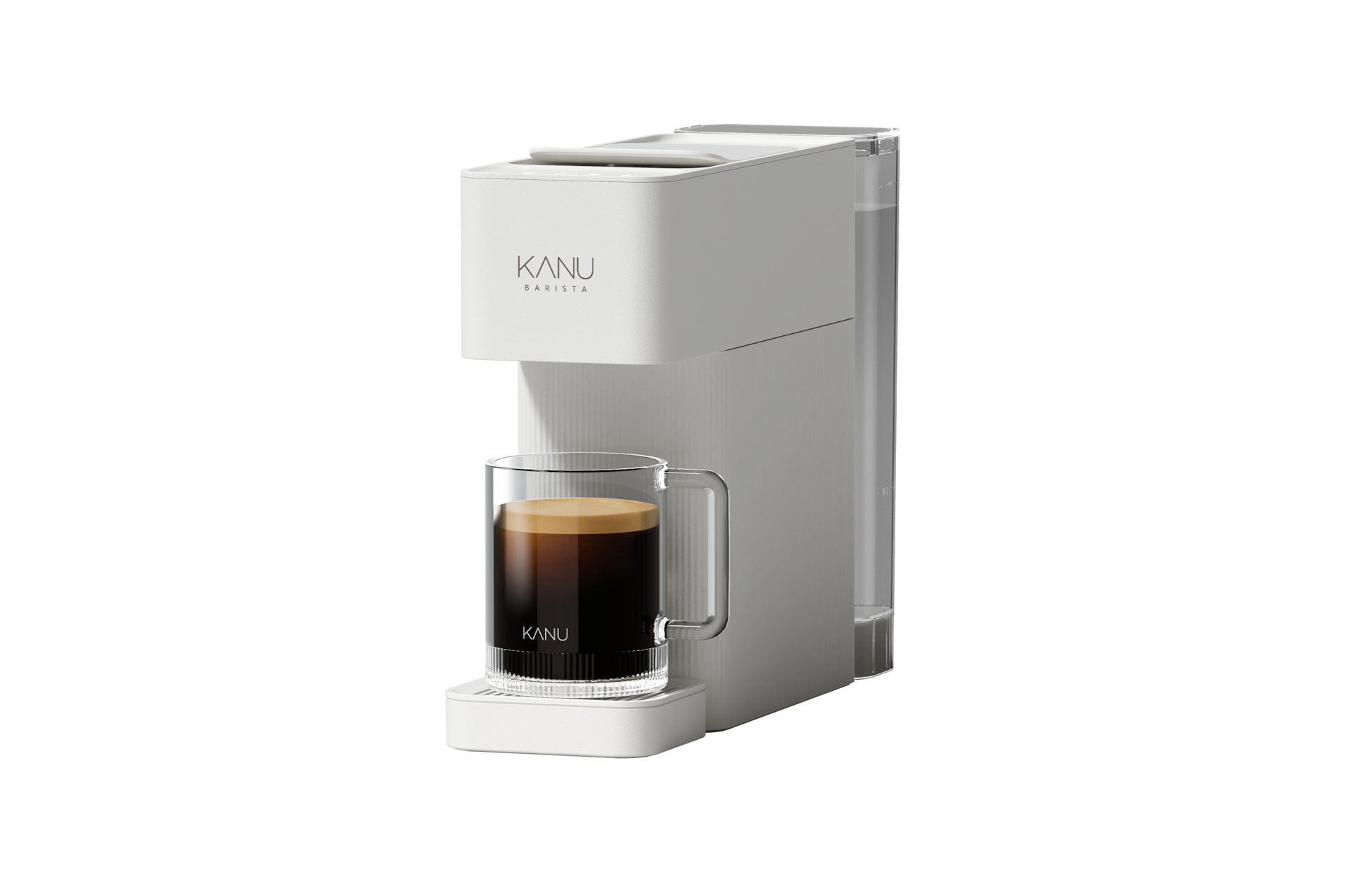 카누 바리스타 캡슐커피머신 브리즈 (크림 화이트) 크림 화이트 우측면+커피잔