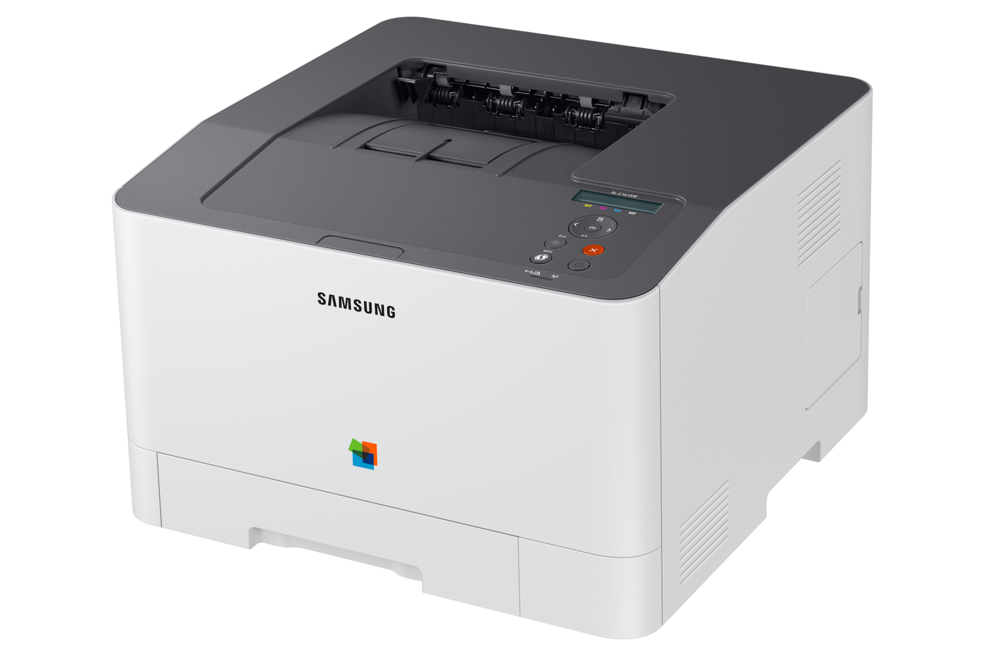 컬러 레이저 프린터 16/16 ppm 왼쪽으로 30도 돌린 후 오른쪽 위에서 내려본 이미지