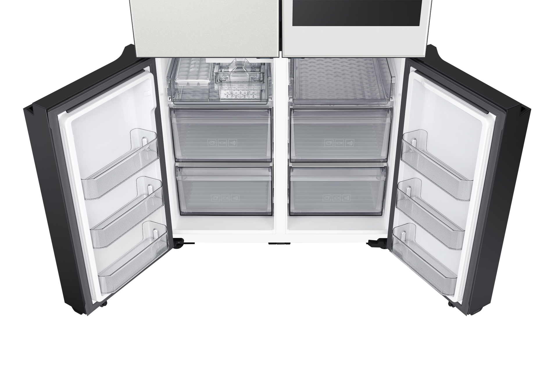BESPOKE AI 패밀리허브 4도어 842L (빅아이스/위스키볼) 우측 상칸 글램 화이트+좌측 상칸 및 하칸  코타 화이트 여섯번째 이미지