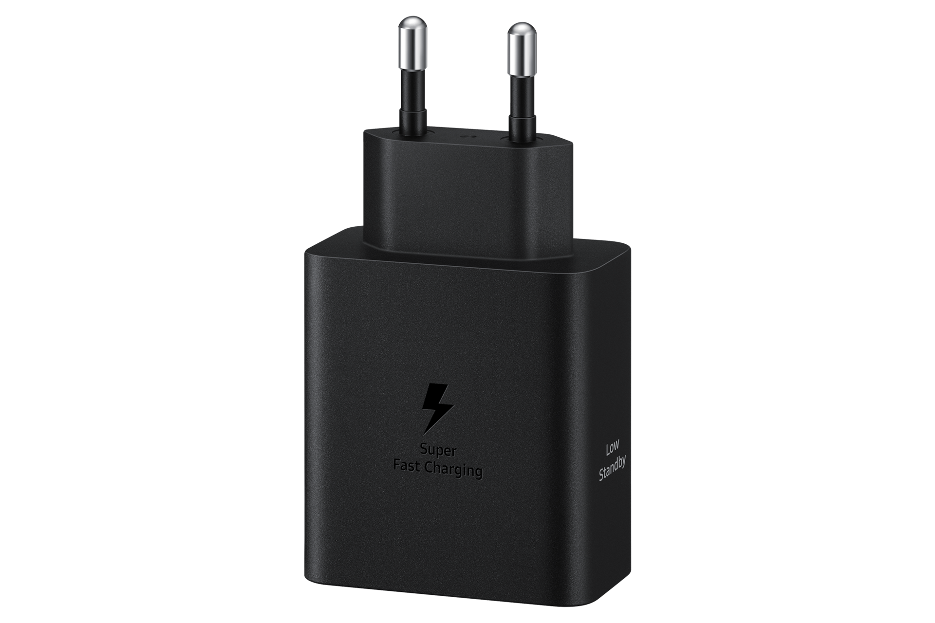 50 W 듀얼 PD 충전기 절전형 (USB C to C 케이블 포함) (블랙) 세로로 세워둔 정면 이미지