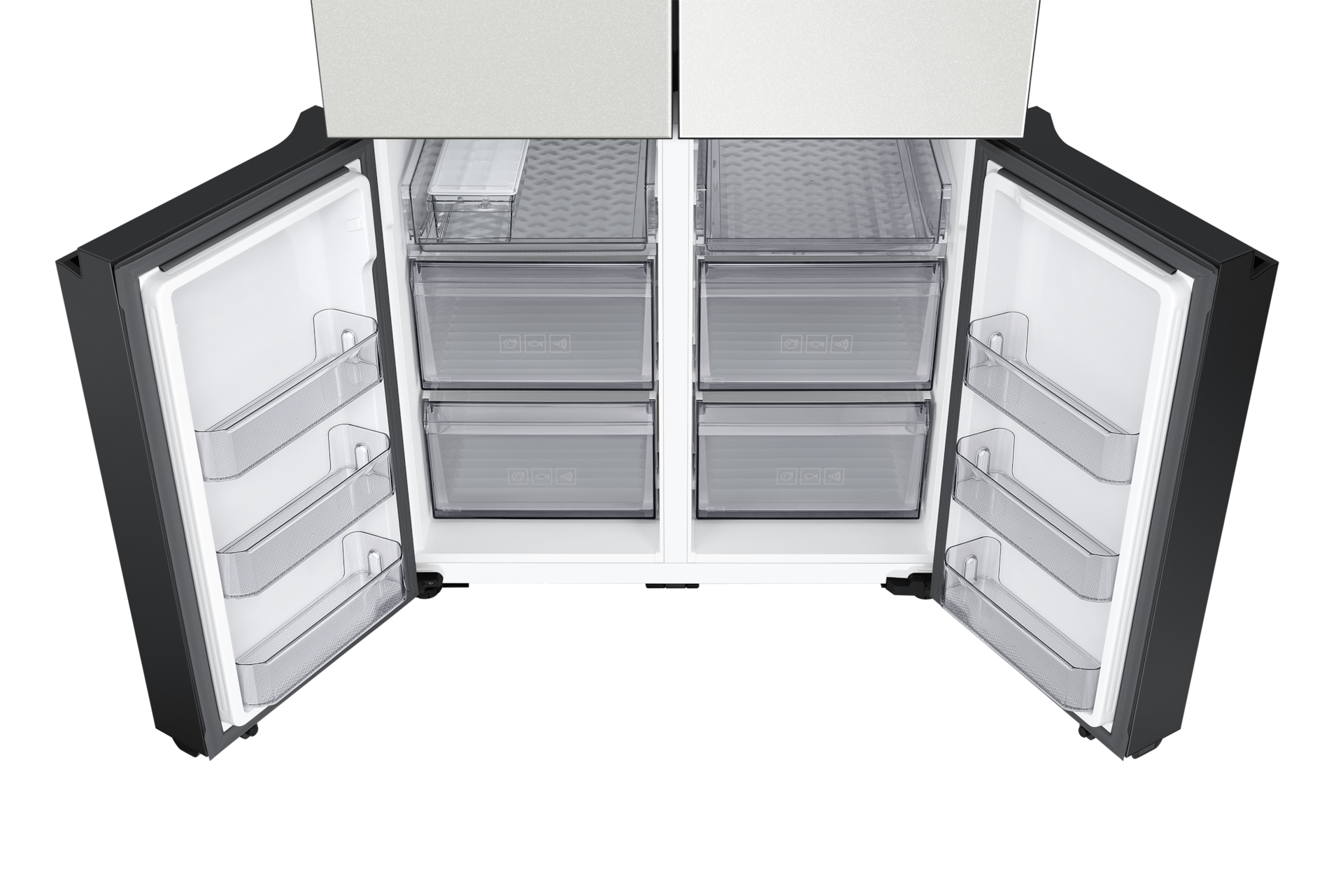 BESPOKE AI 패밀리허브 861 L 우측 상칸 글램 화이트+좌측 상칸 및 하칸 코타 화이트 여섯번째 이미지