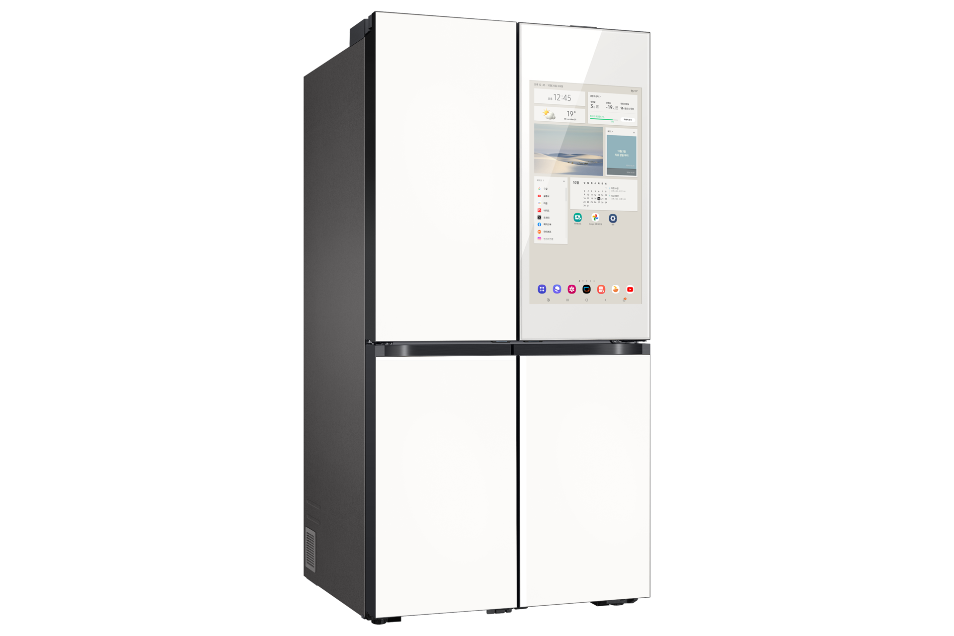 BESPOKE AI 패밀리허브 4도어 861L (UV탈취) 우측 상칸 글램 화이트+좌측 상칸 및 좌우측 하칸 에센셜 화이트 두번째 이미지