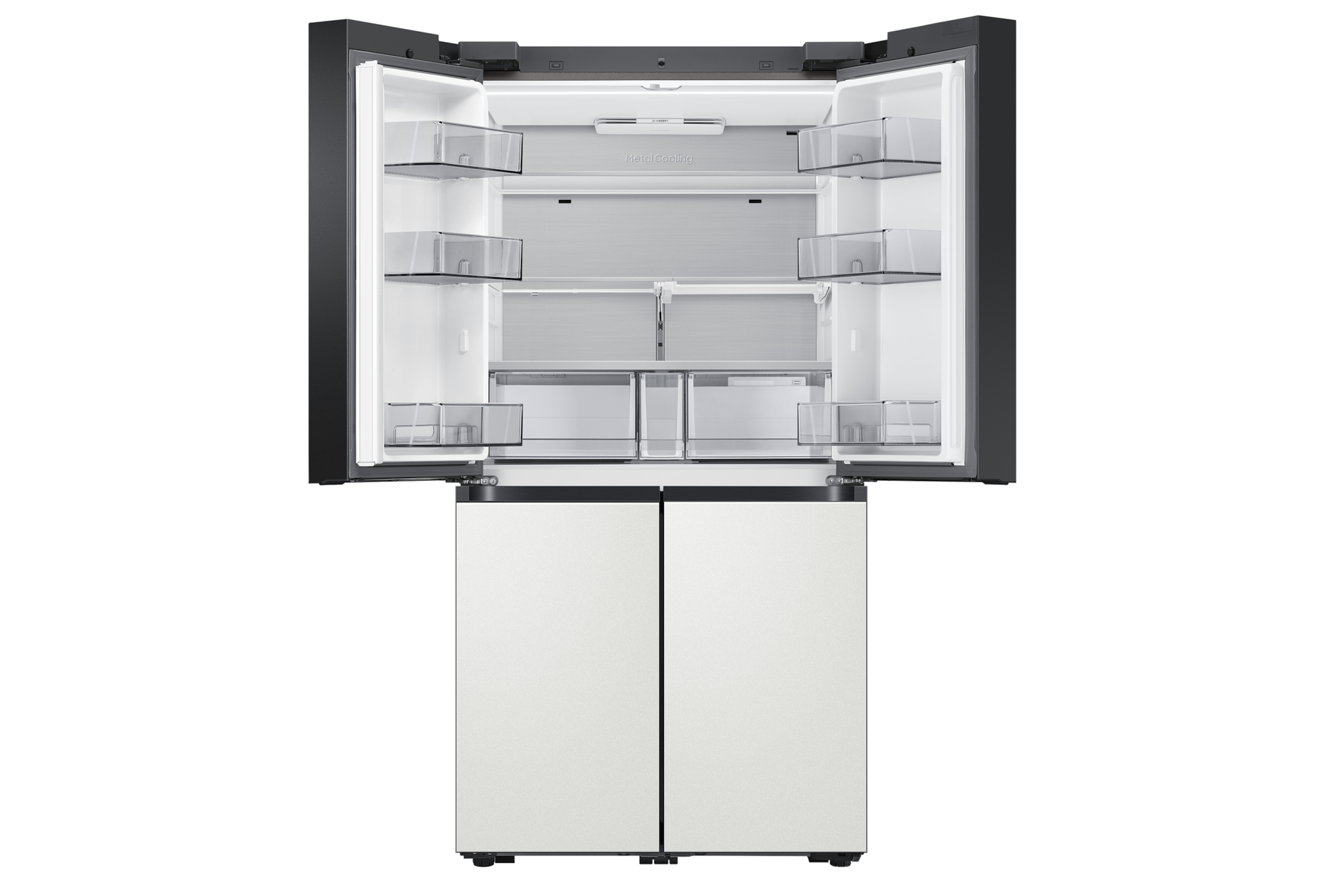 BESPOKE AI 패밀리허브 861 L 우측 상칸 글램 화이트+좌측 상칸 및 하칸 코타 화이트 네번째 이미지