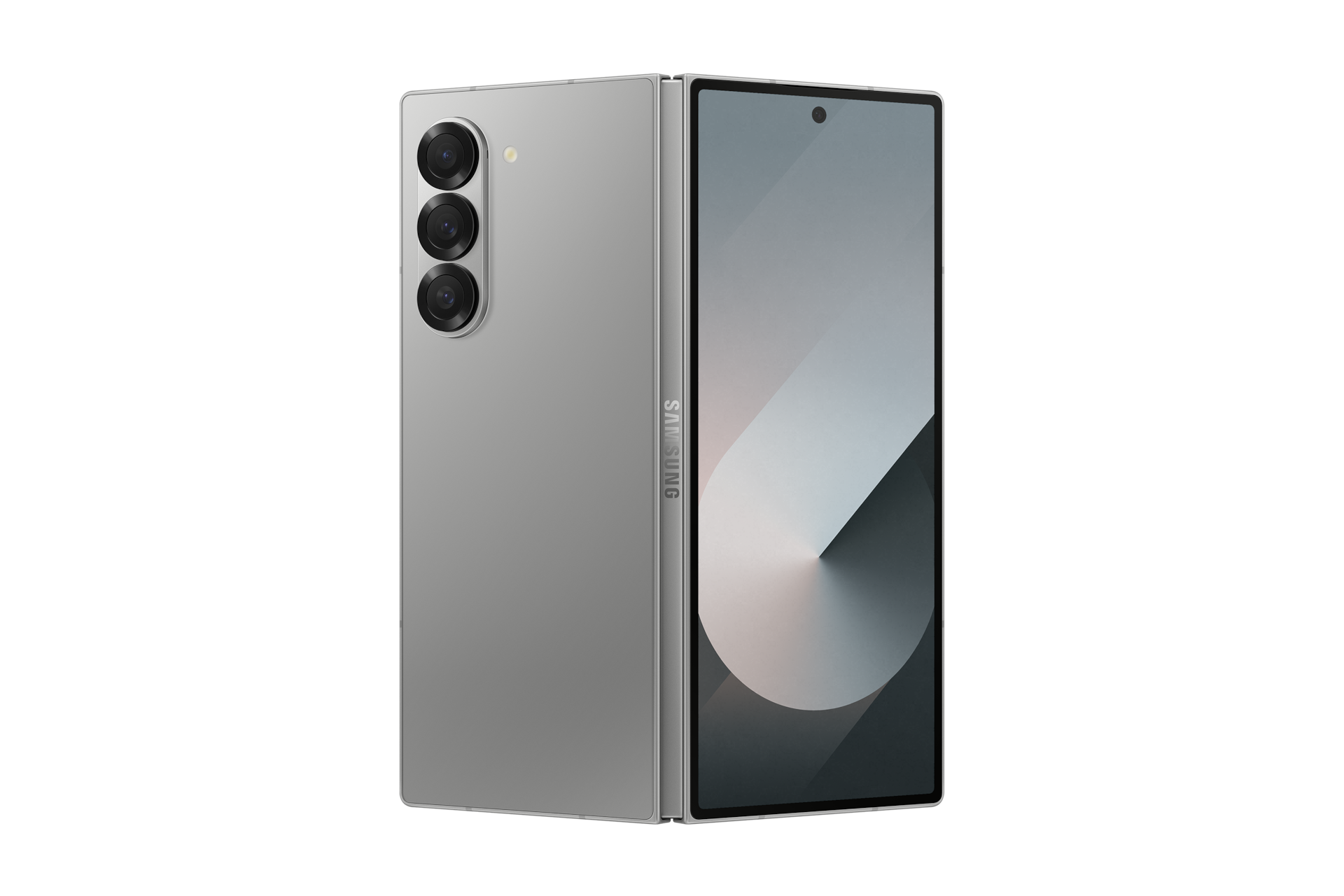 갤럭시 Z 폴드6 통신사폰 (SKT/KT/LG U+) 실버 쉐도우 열린 뒷면 115도