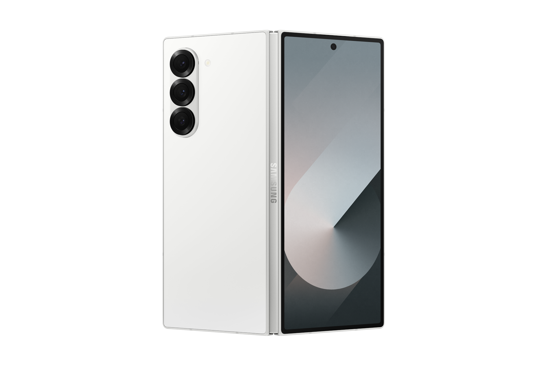 갤럭시 Z 폴드6 자급제 (삼성닷컴/삼성 강남 전용컬러) 화이트 열린 뒷면 115도