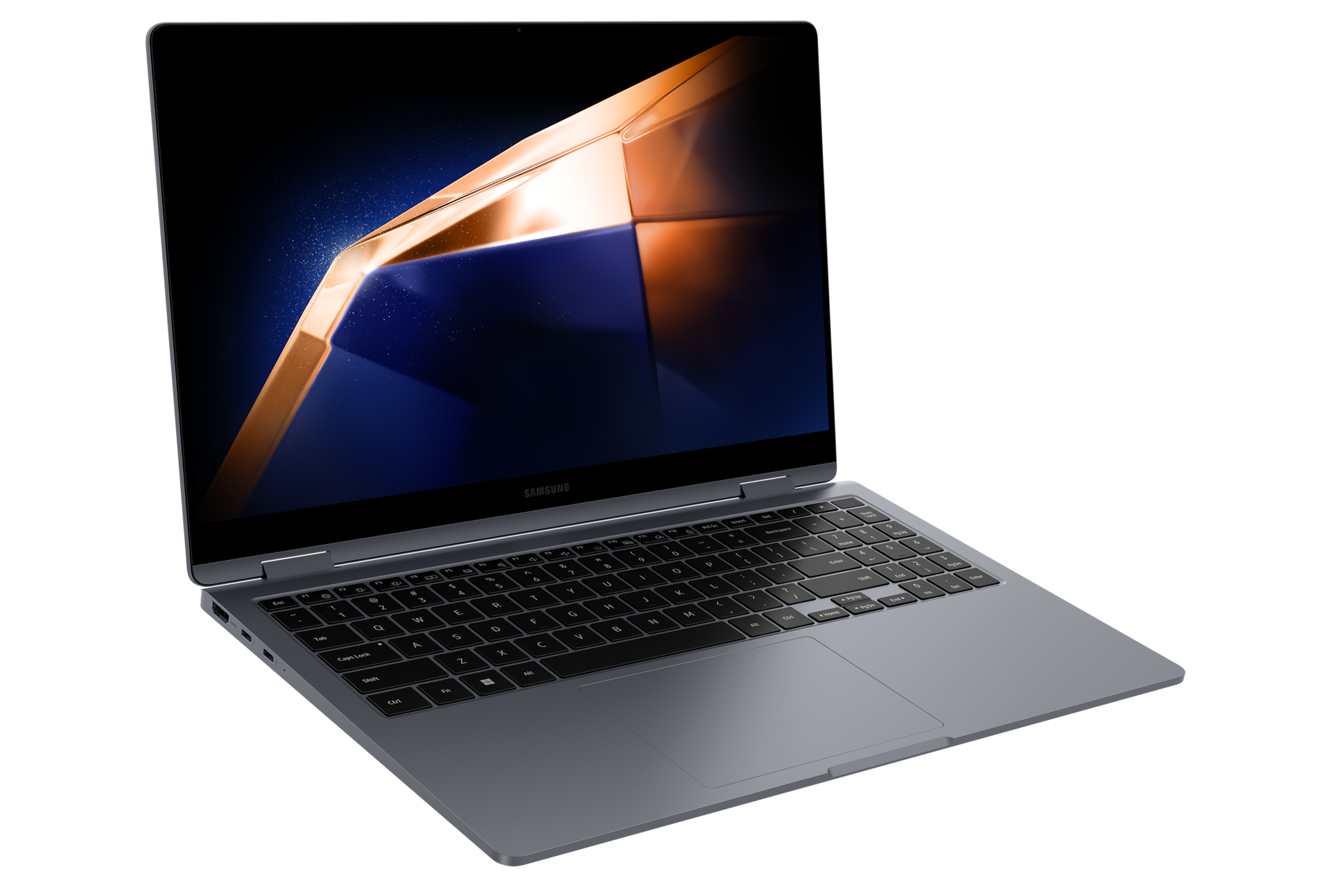 갤럭시 북4 360 (39.6 cm) Core™ 5 / 256 GB NVMe SSD 그레이 측면 45도