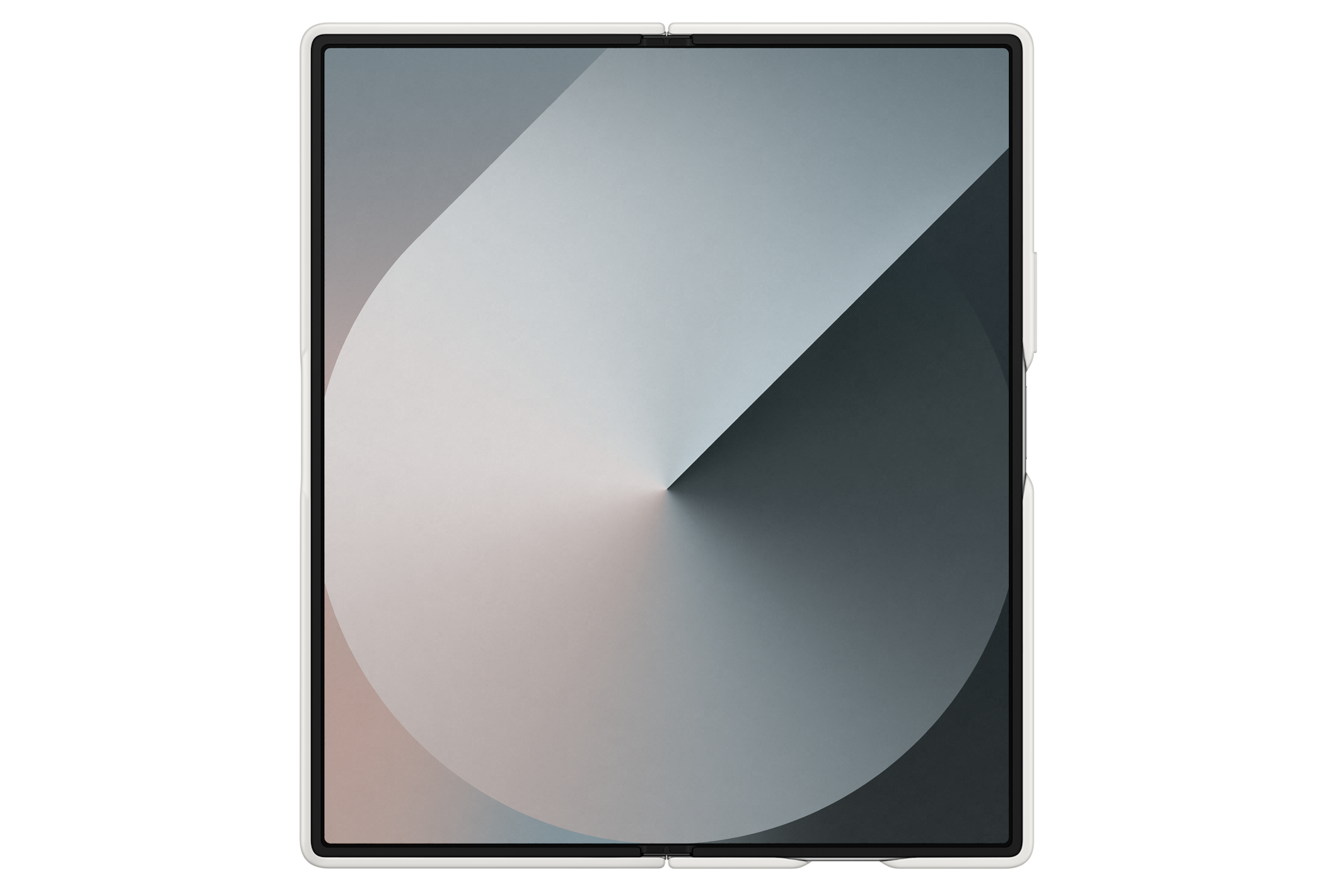 갤럭시 Z 폴드6 실리콘 그립 케이스 with 스탠드 (화이트) 장착 후 펼친 뒷면 이미지