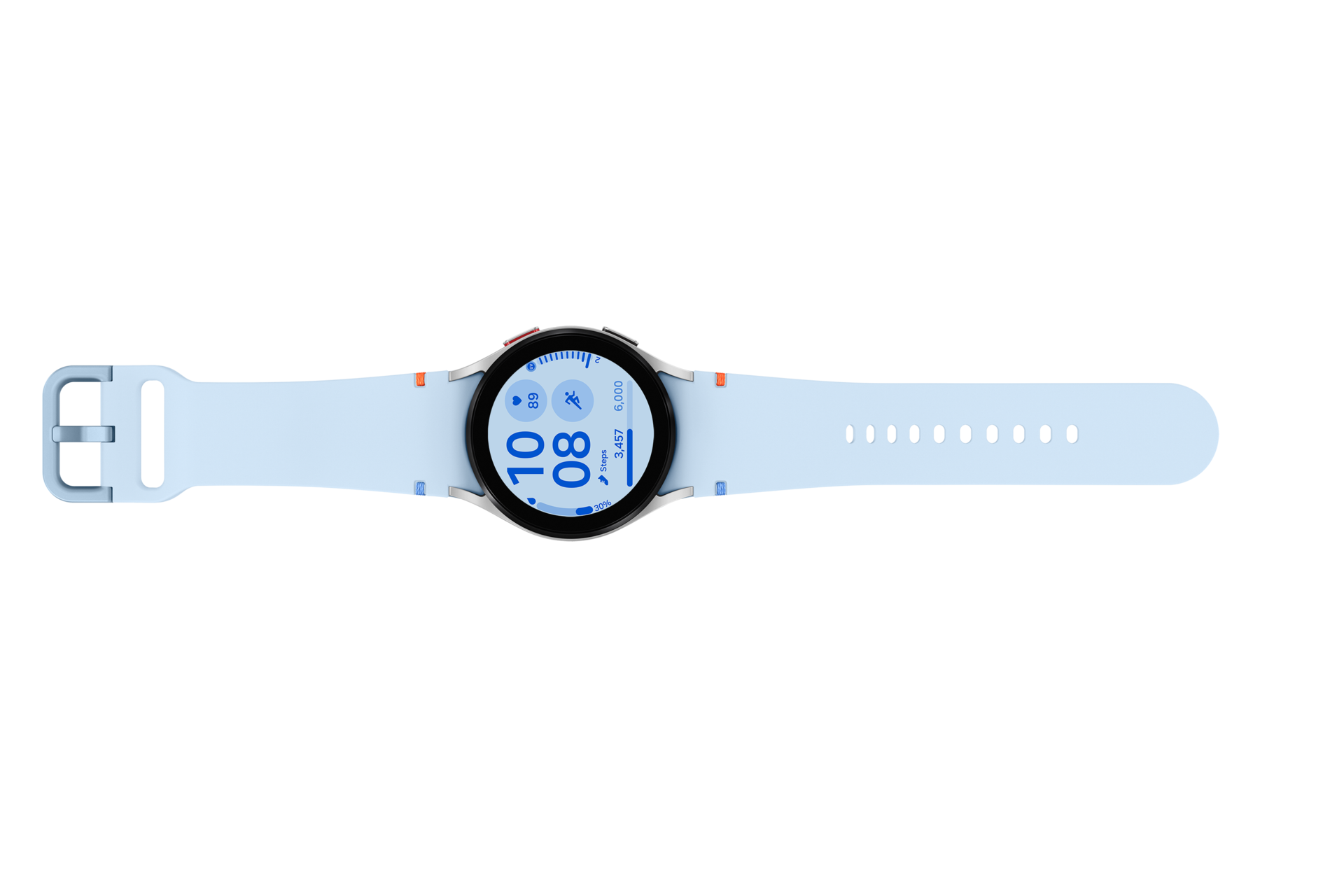 갤럭시 워치FE 30.4 mm (블루투스) (실버) 스트랩 펼친 윗면