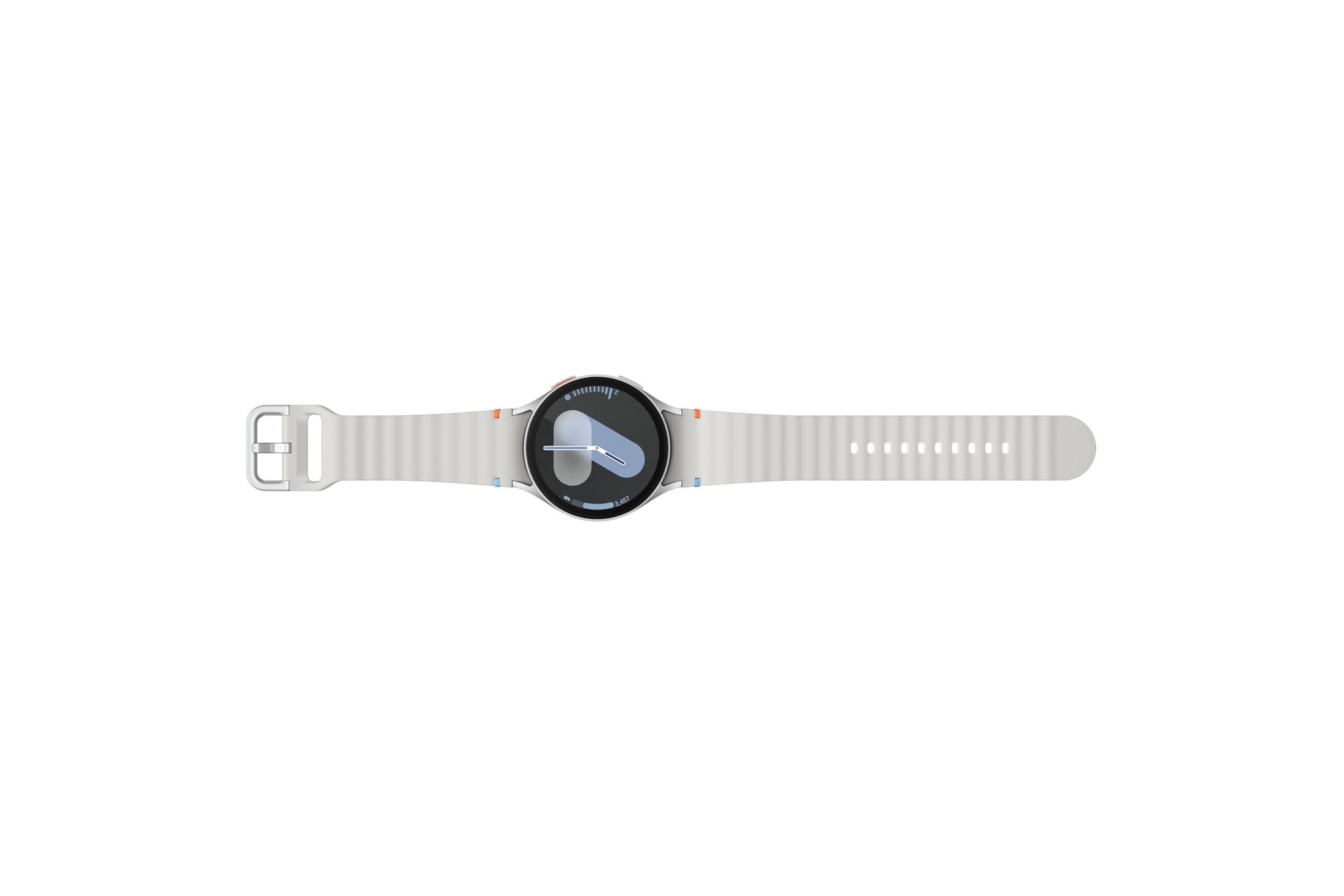 갤럭시 워치7 44 mm (LTE 자급제) 실버 스트랩 펼친 윗면