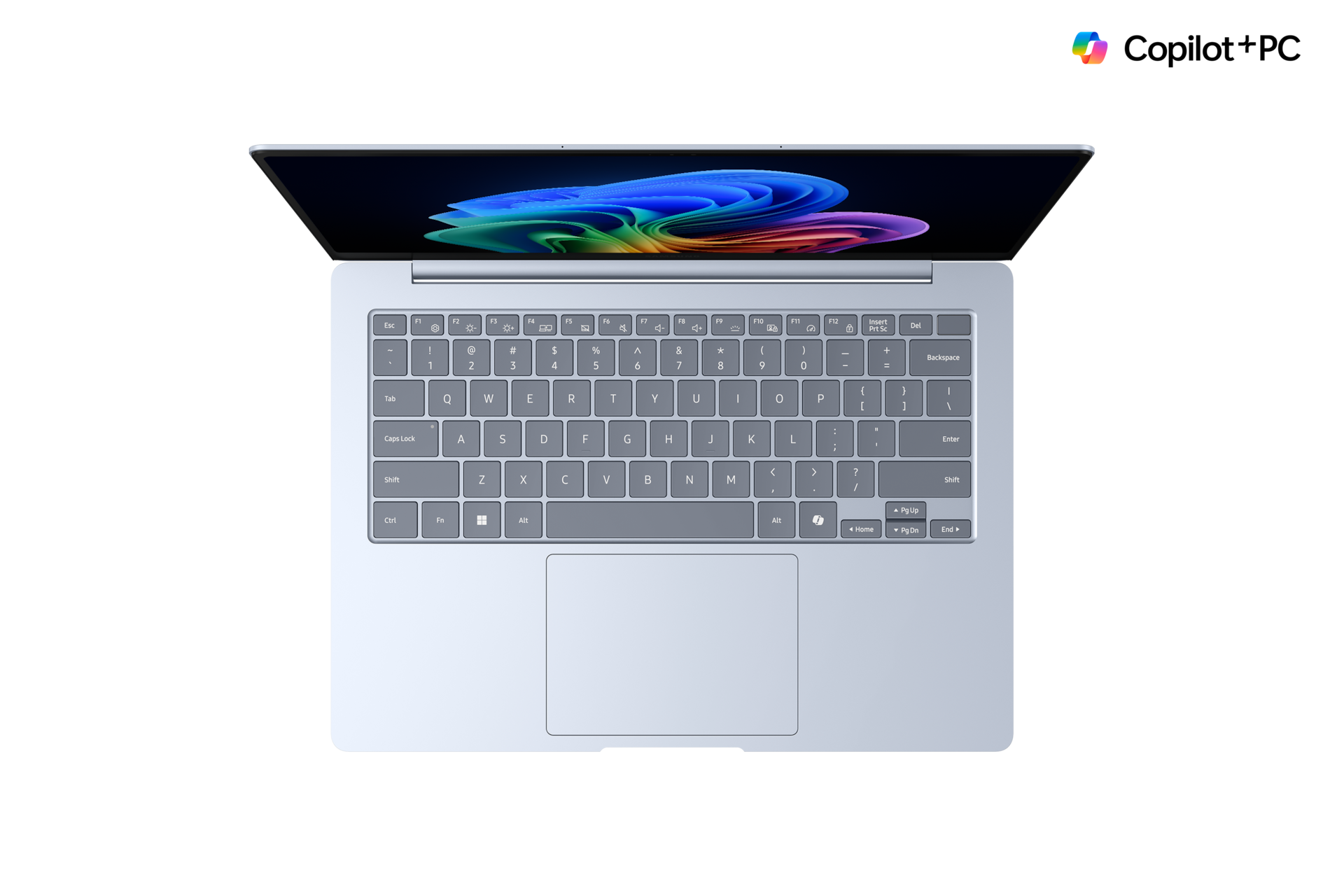 갤럭시 북4 Edge (35.6 cm) Snapdragon® X Elite / 512 GB eUFS, a Copilot+PC 위에서 내려다 본 이미지