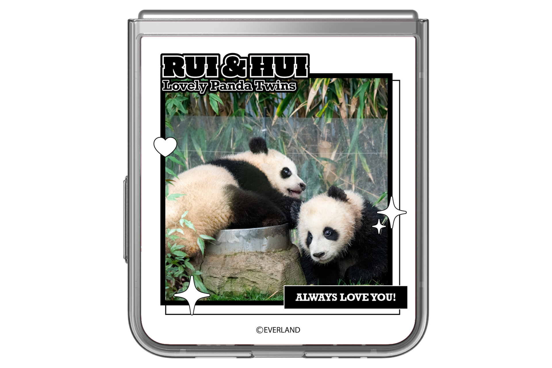 갤럭시 Z 플립6 바오패밀리 플립수트 카드 (화이트)  장착 후 접은 정면 이미지