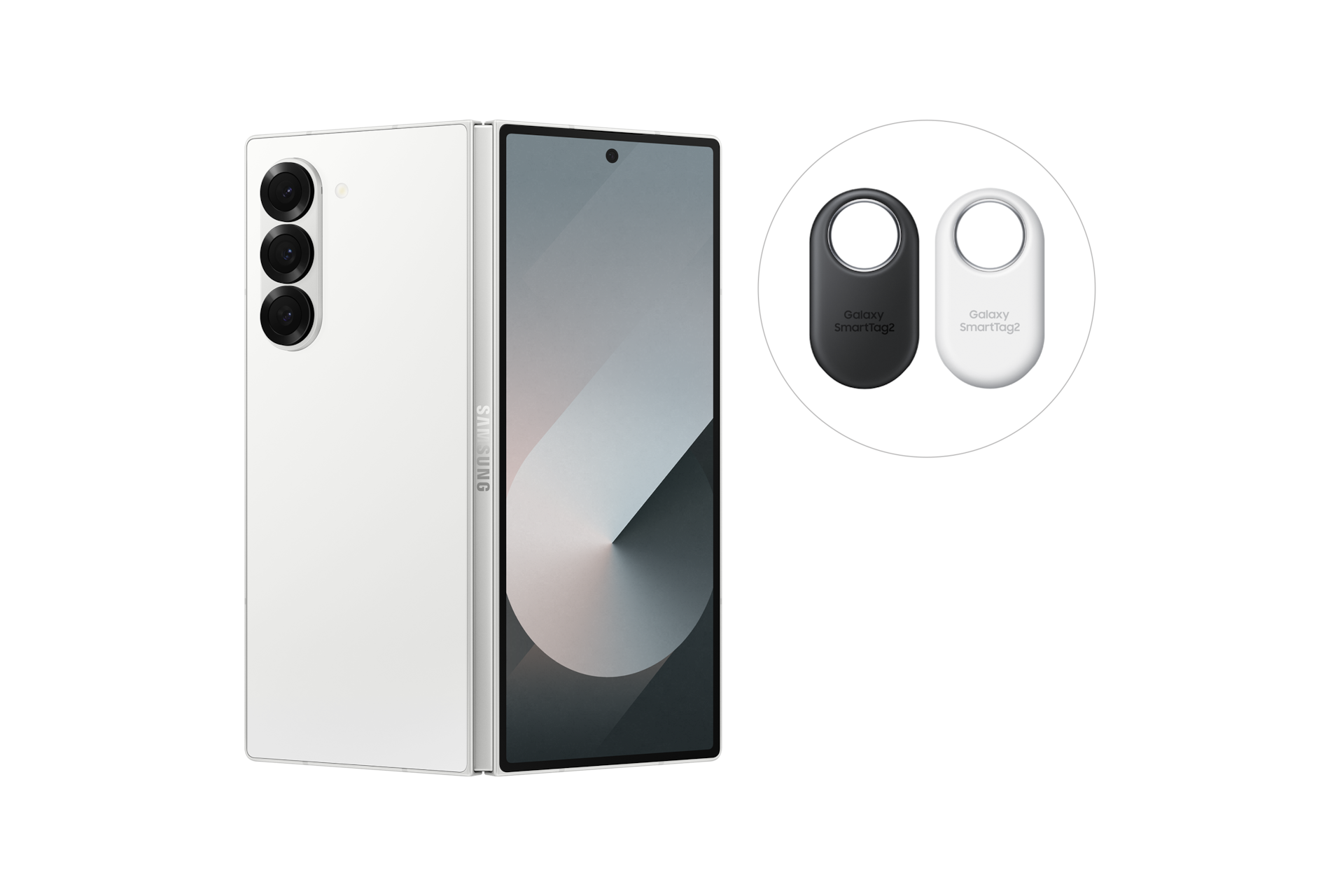 갤럭시 Z 폴드6 자급제 (삼성닷컴/삼성 강남 전용컬러) 화이트 열린 뒷면 115도 + 스마트태그2 (블랙, 화이트)