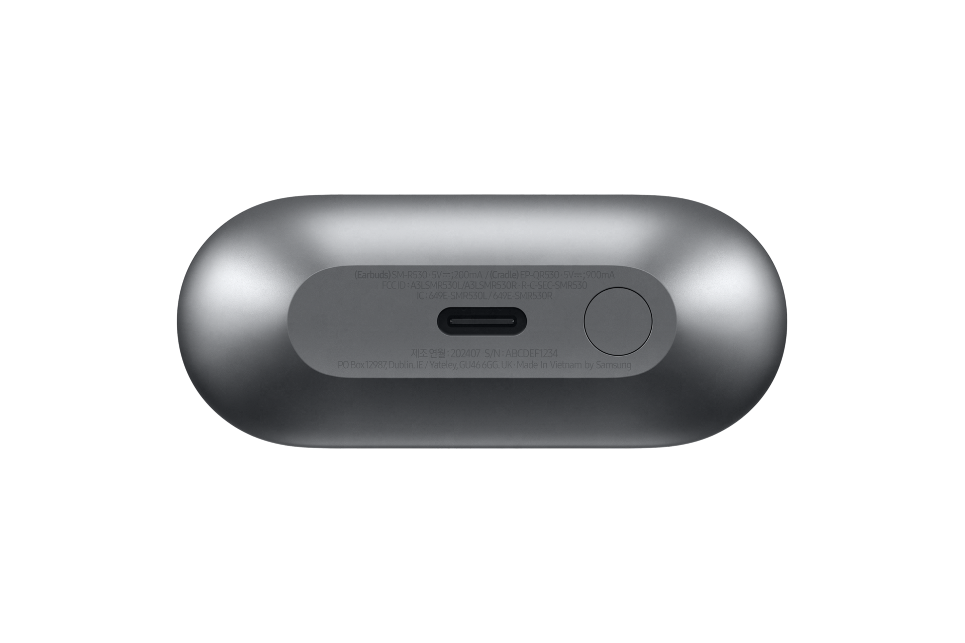 갤럭시 버즈3 실버 케이스 눕힌 정면