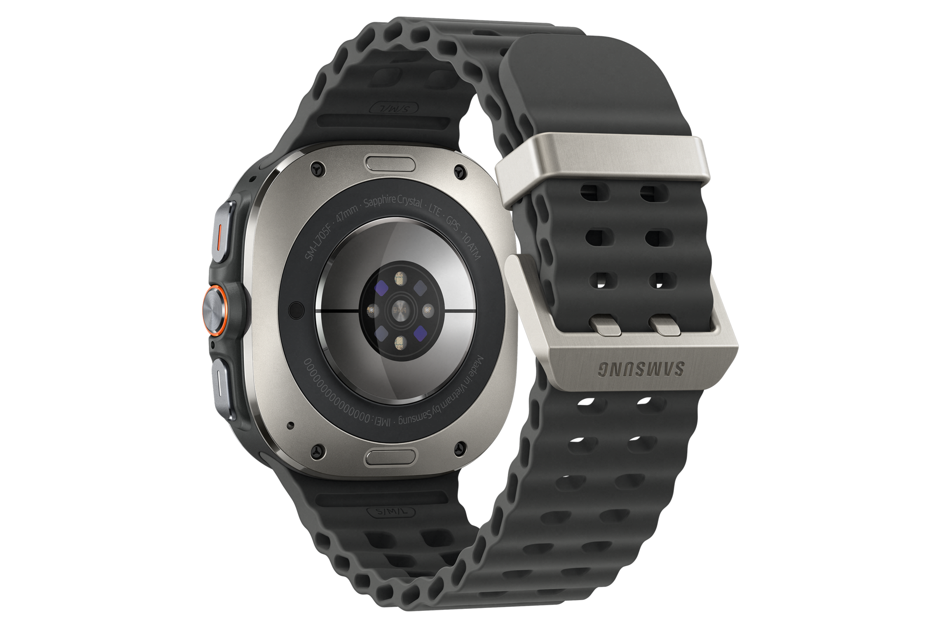 갤럭시 워치 울트라 47 mm (LTE 자급제) 티타늄 실버 뒷면 왼쪽 30도
