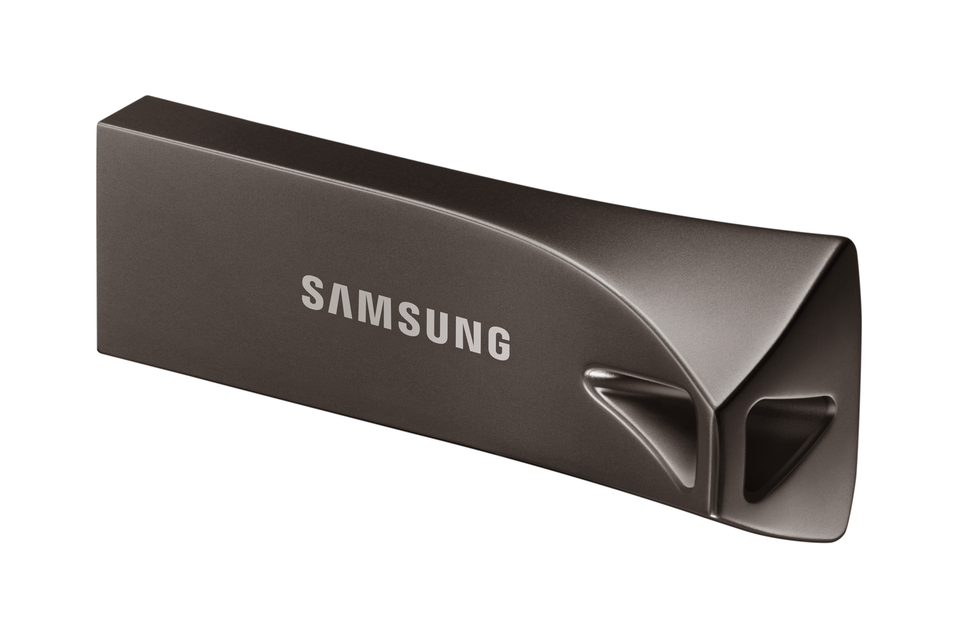 BAR Plus USB 3.2 Gen1 Flash Drive 128 GB (다크 그레이) 오른쪽으로 40도 돌아간 정면 이미지