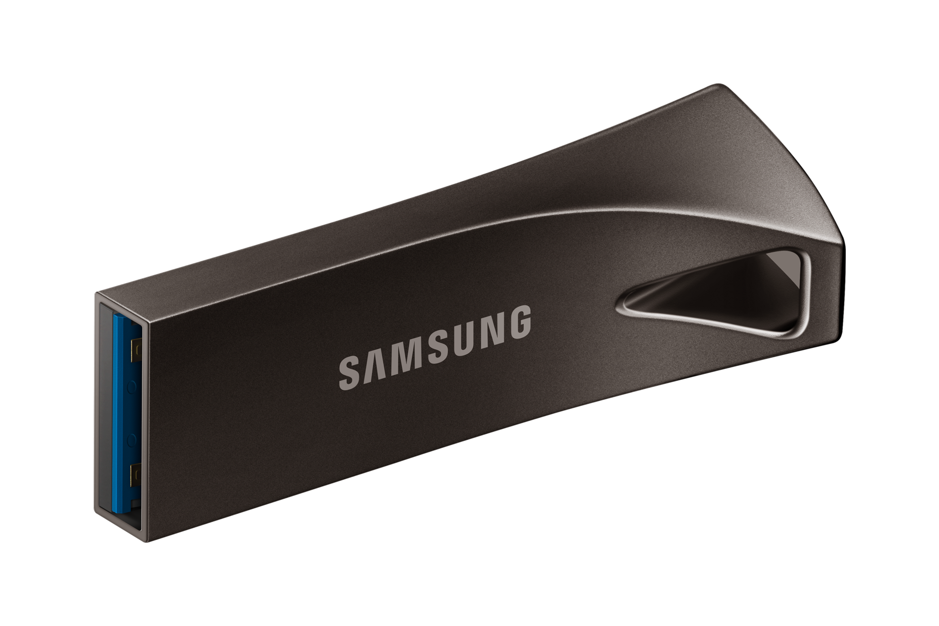 BAR Plus USB 3.2 Gen1 Flash Drive 128 GB (다크 그레이) 왼쪽으로 40도 돌아간 정면 이미지