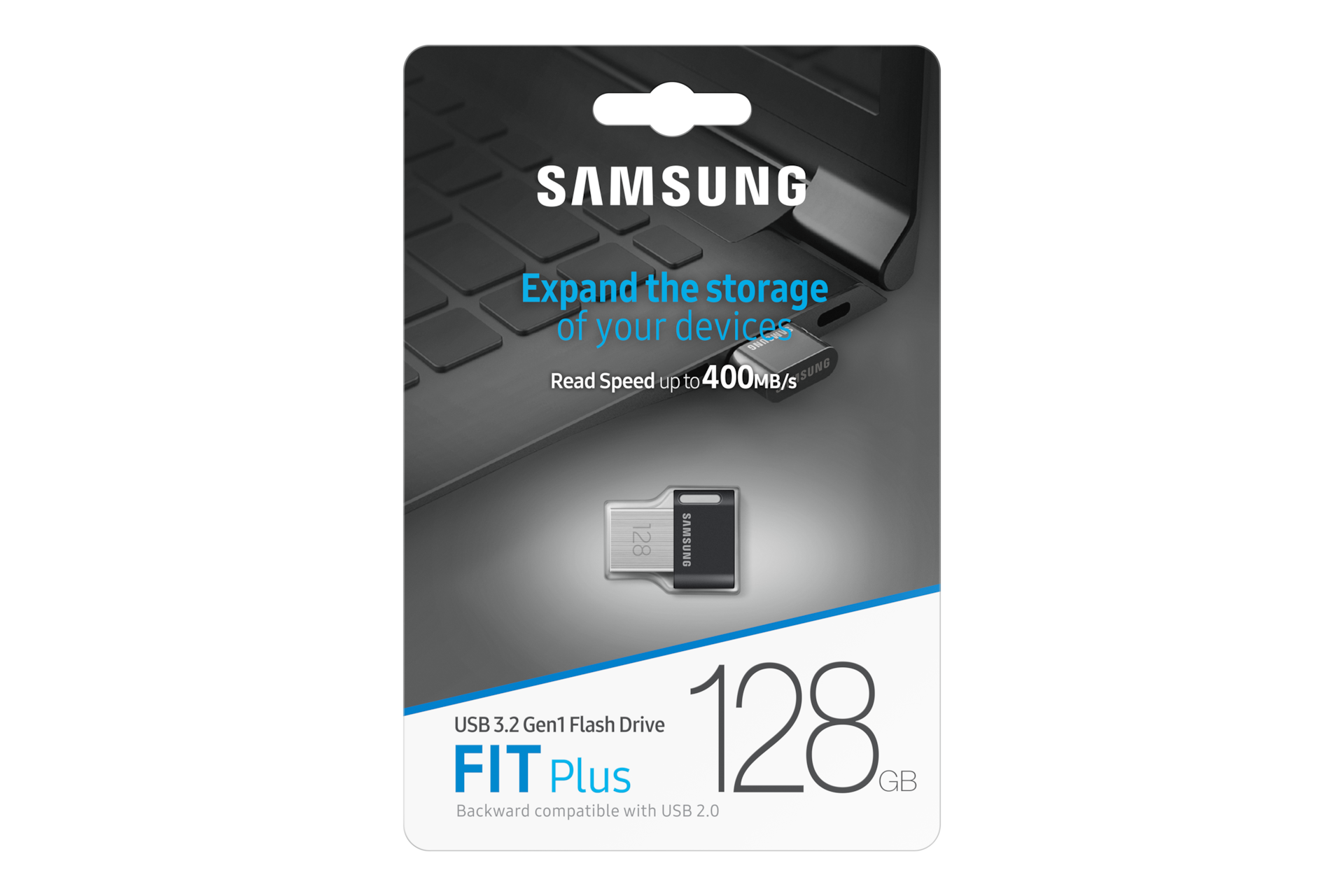 FIT Plus USB 3.2 Gen1 Flash Drive 128 GB (블랙) 박스 정면 이미지