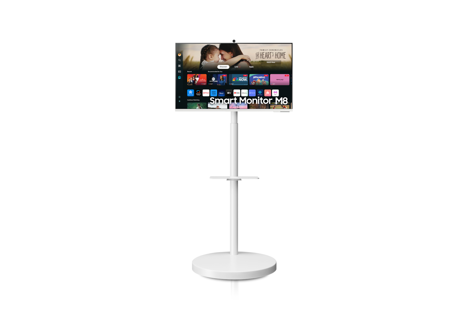 2024 무빙스타일 M8 (M80D) 화이트 (80.0 cm) + 하만카돈 LUNA 블루투스 스피커 무빙스탠드 정면