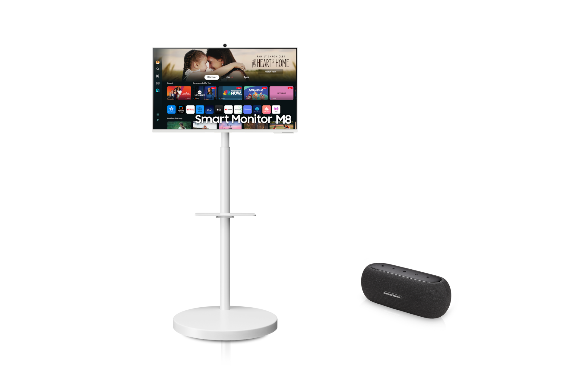 2024 무빙스타일 M8 (M80D) 화이트 (80.0 cm) + 하만카돈 LUNA 블루투스 스피커 각각 정면 이미지