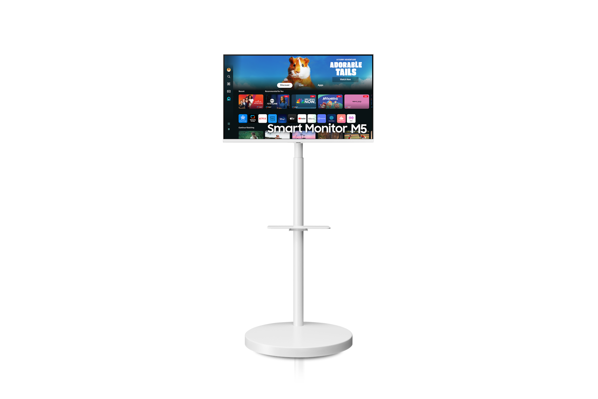 2024 무빙스타일 M5 (M50D) 화이트 (80.1 cm) + 하만카돈 LUNA 블루투스 스피커 무빙스탠드 단품 정면