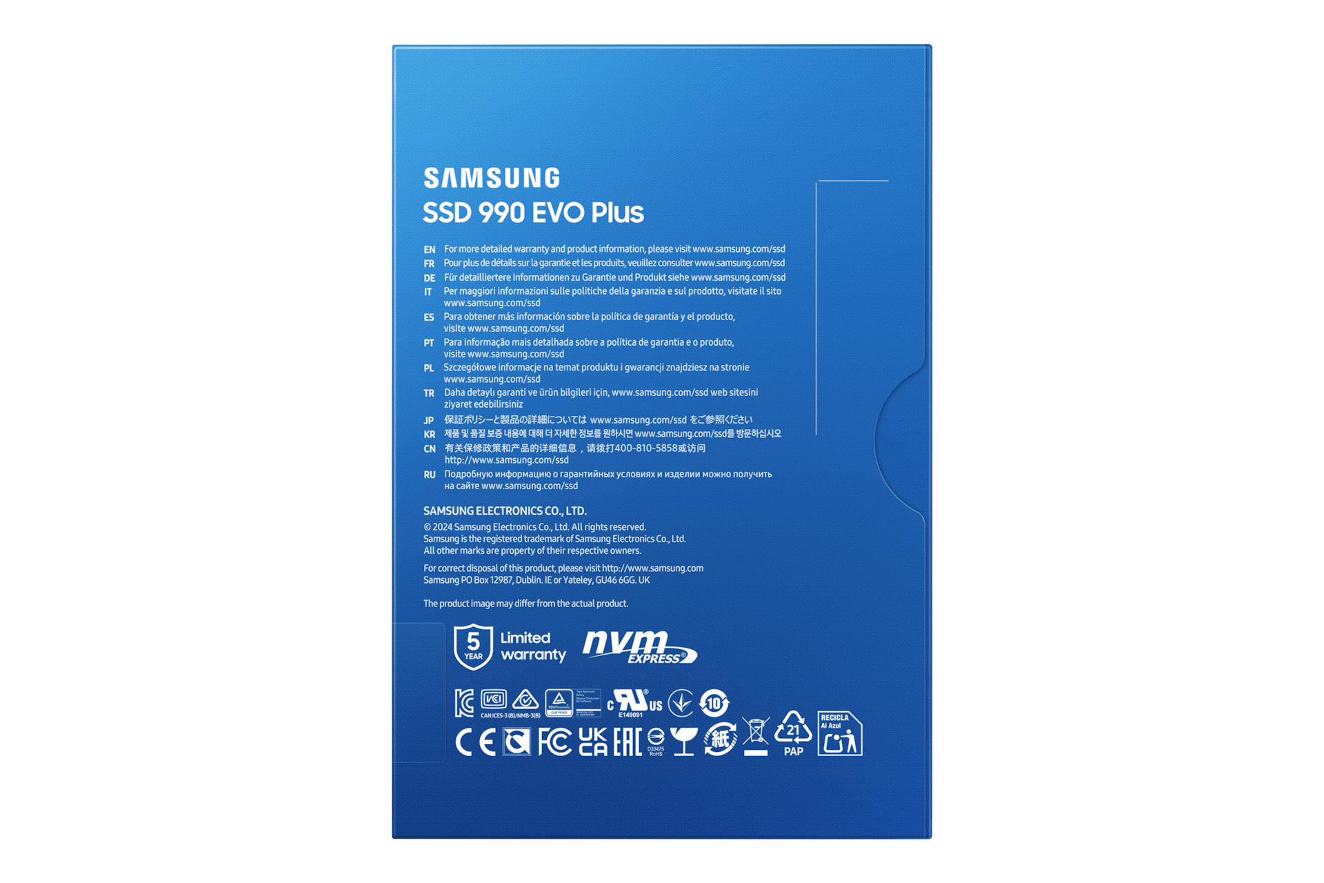 내장 SSD 990 EVO Plus NVMe 2TB (블랙) 제품 박스 뒷면 이미지