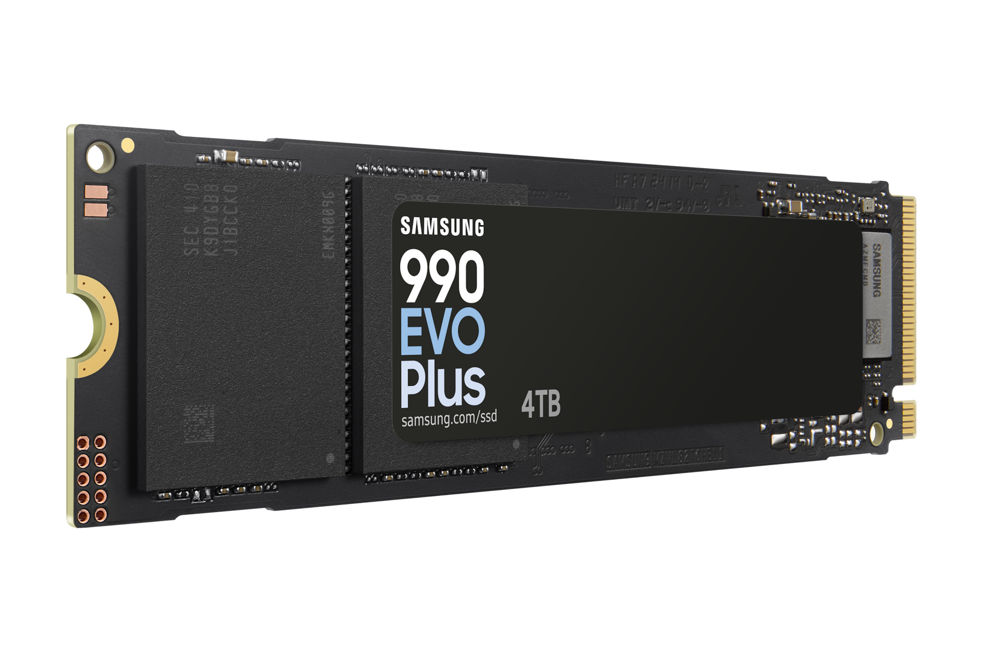 내장 SSD 990 EVO Plus NVMe 4TB (블랙) 오른쪽이 뒤로 45도 기울어진 정면 이미지