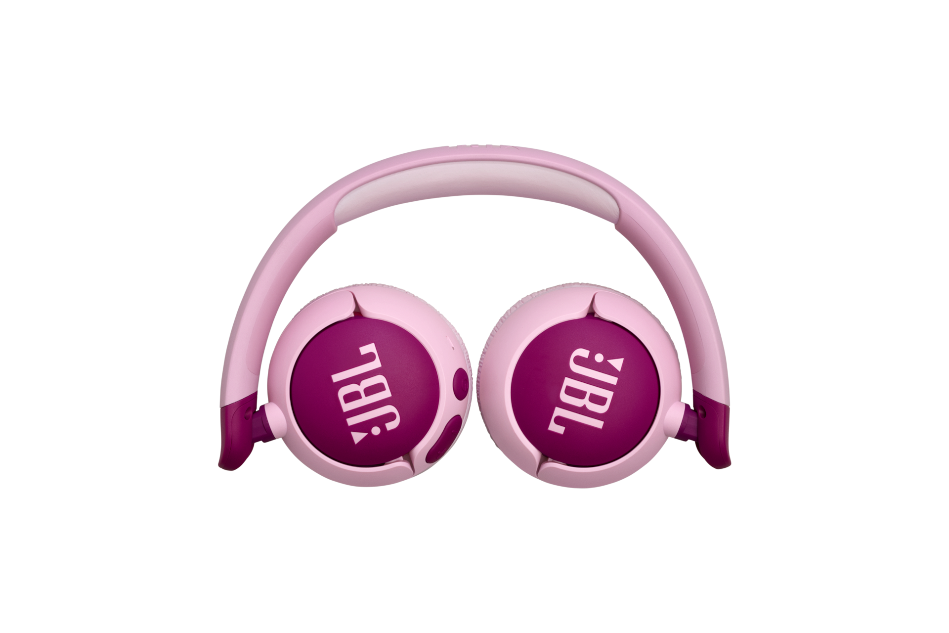 JBL JR320BT 블루투스 무선 키즈 헤드폰 퍼플 이어컵이 안쪽으로 접힌 모습
