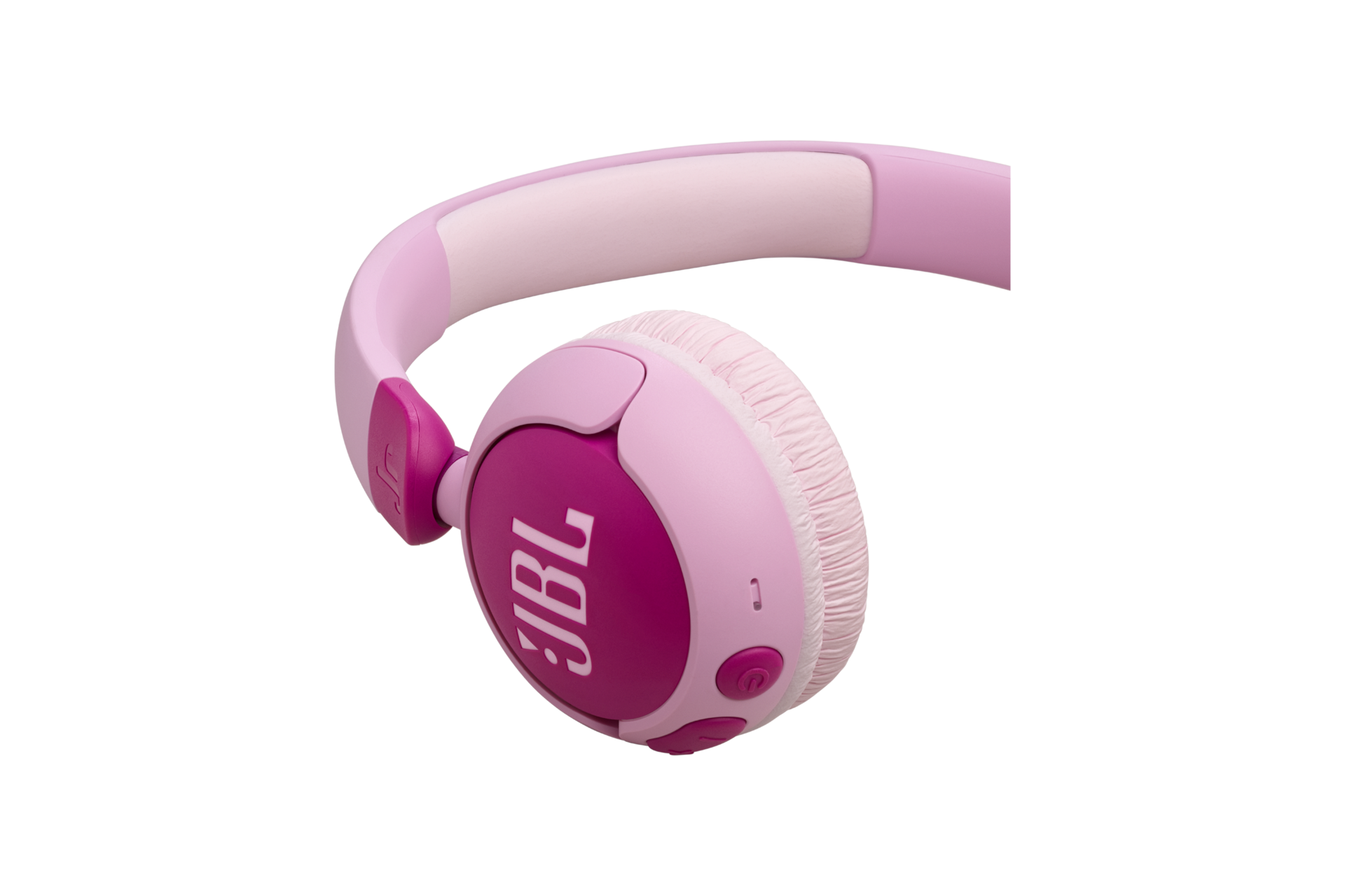 JBL JR320BT 블루투스 무선 키즈 헤드폰 퍼플 좌측 이어컵 확대