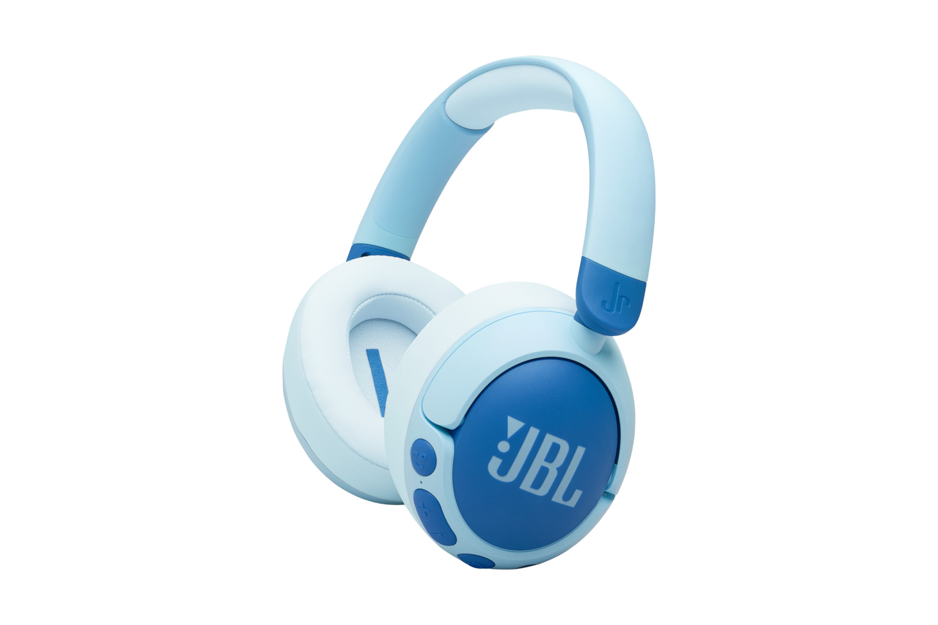 JBL JR470NC 노이즈 캔슬링 무선 키즈 헤드폰 블루 좌측 45도
