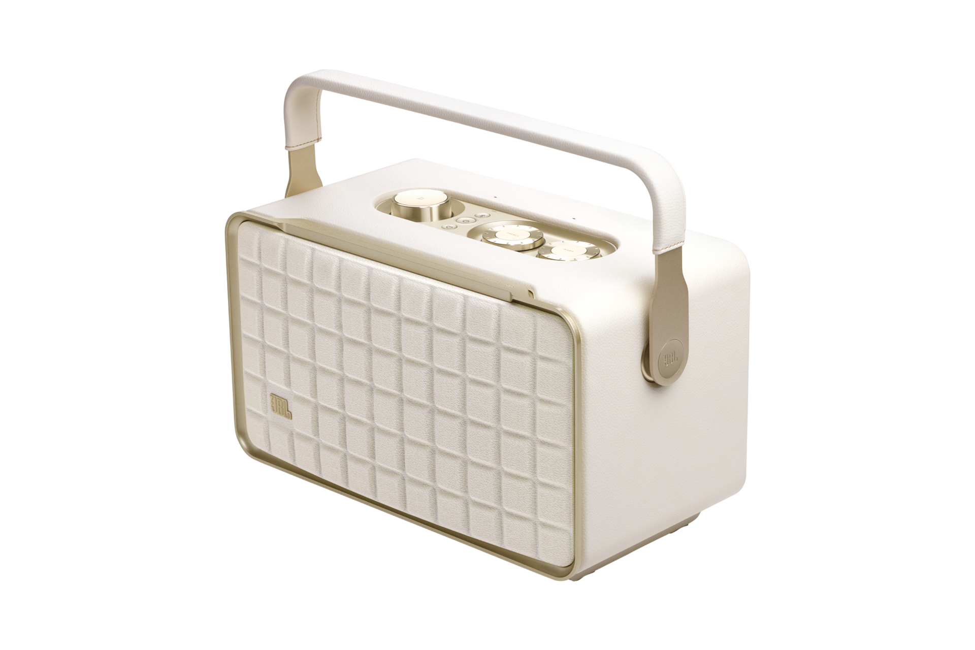 JBL Authentics 300 블루투스/Wi-Fi 스피커 화이트 좌측 45도