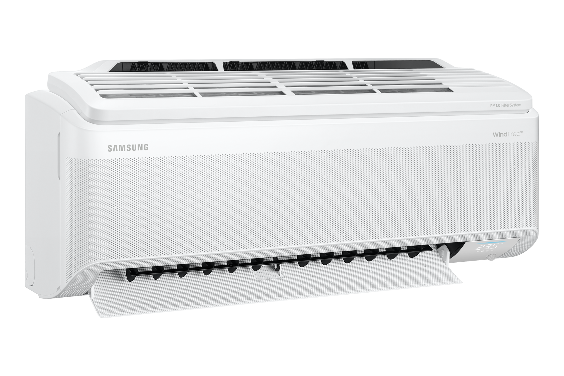 Bespoke AI 무풍콤보 갤러리 청정 81.8/18.7㎡ (선매립, 리모컨 포함) 스탠드 에센셜 화이트 벽걸이 에어컨 ON 좌측 15도 컷