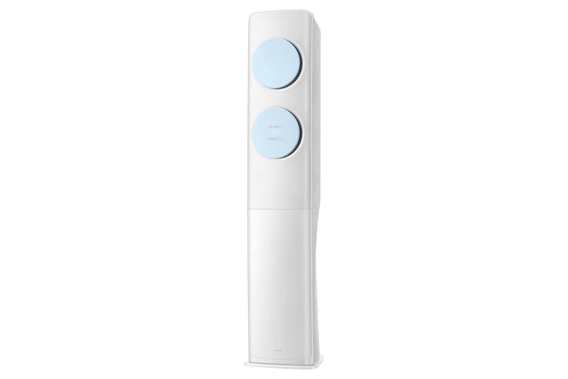 Bespoke AI 무풍 클래식 62.6㎡ (리모컨 포함) 바디 화이트 / 바람문 블루 스탠드 에어컨 ON 우측 15도컷