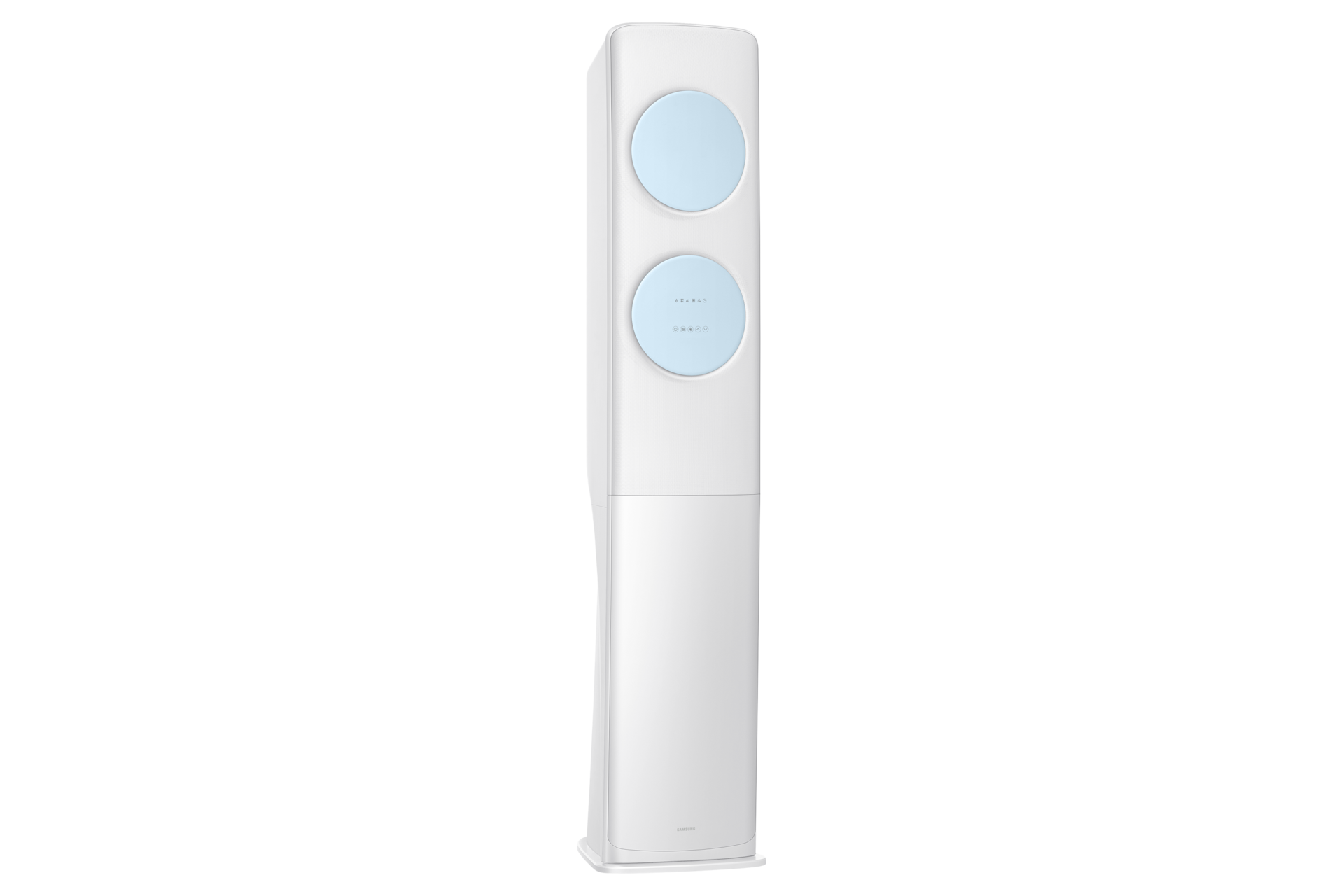 Bespoke AI 무풍 클래식 62.6/18.7㎡ (리모컨 포함) 바디 화이트 / 바람문 블루 스탠드 에어컨 OFF 좌측 15도 컷