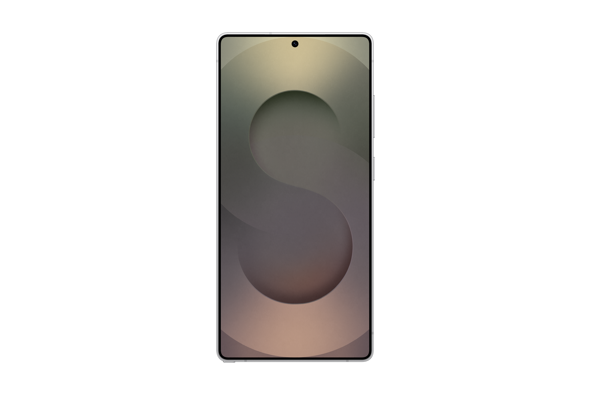 갤럭시 S25 울트라 자급제 티타늄 화이트 실버 디스플레이가 보이는 정면 