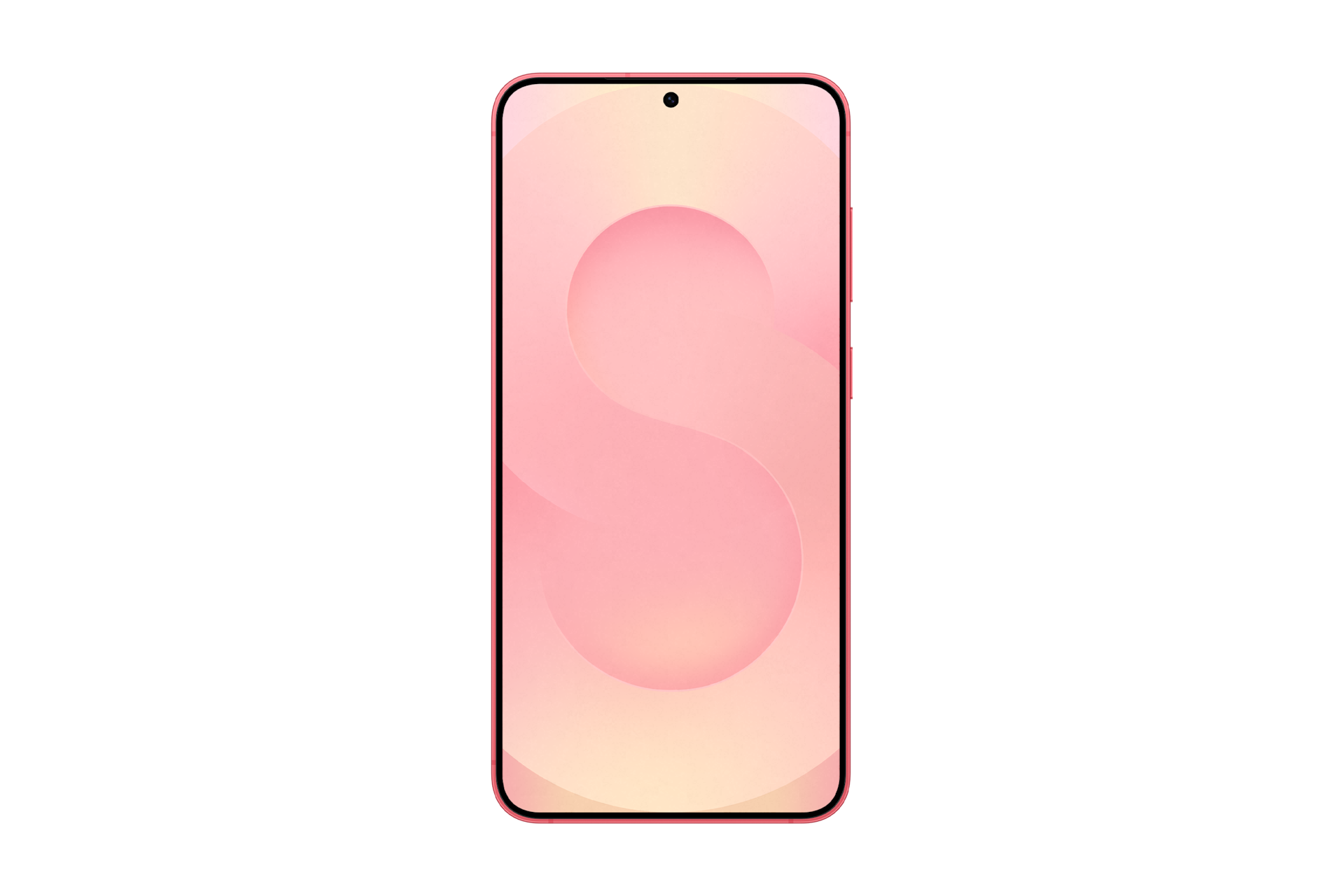 갤럭시 S25+ 자급제 (삼성닷컴/삼성 강남 전용컬러) 코랄레드 디스플레이가 보이는 정면 