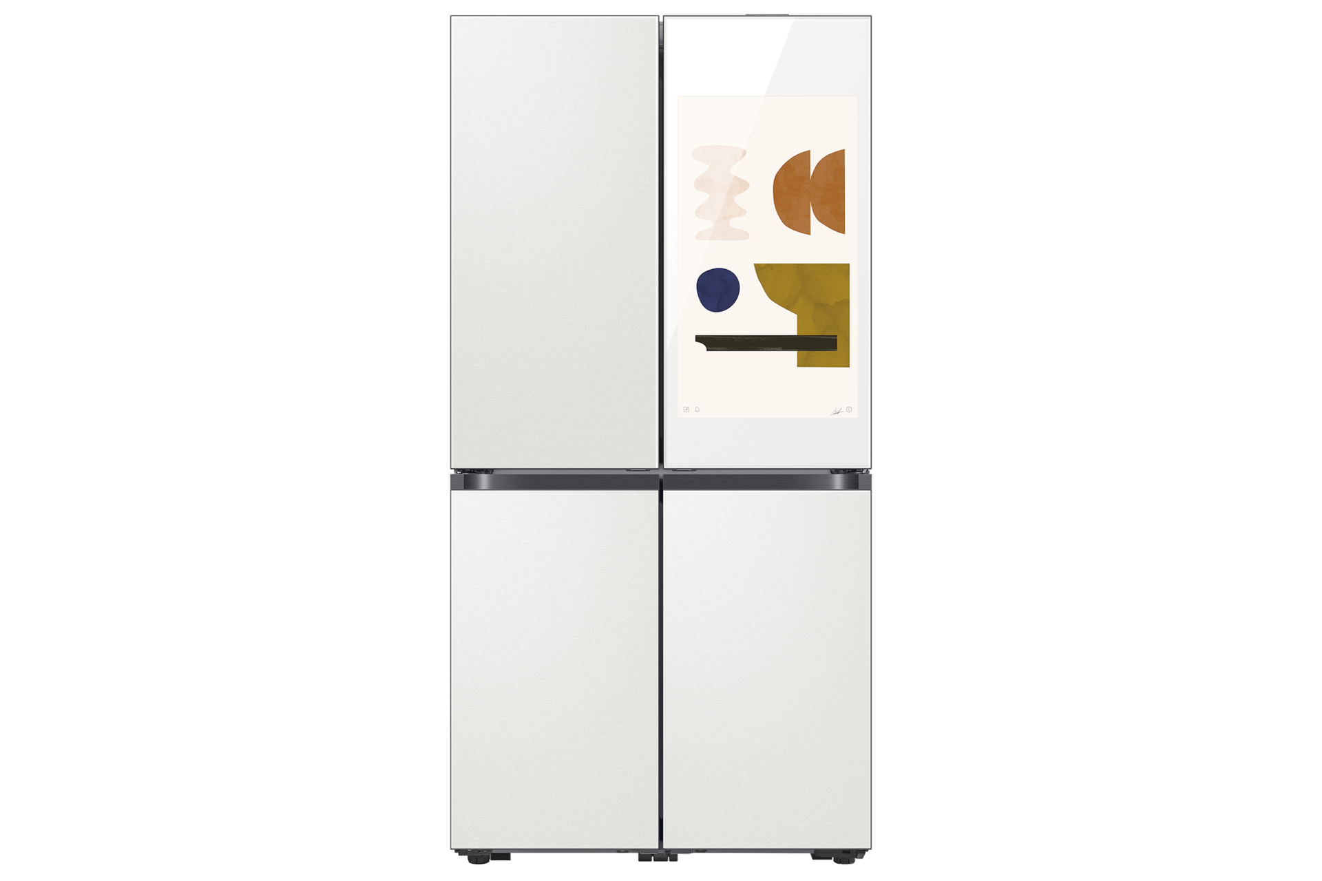 BESPOKE AI 패밀리허브 861 L 우측 상칸 글램 화이트+좌측 상칸 및 하칸 코타 화이트 첫번째 이미지