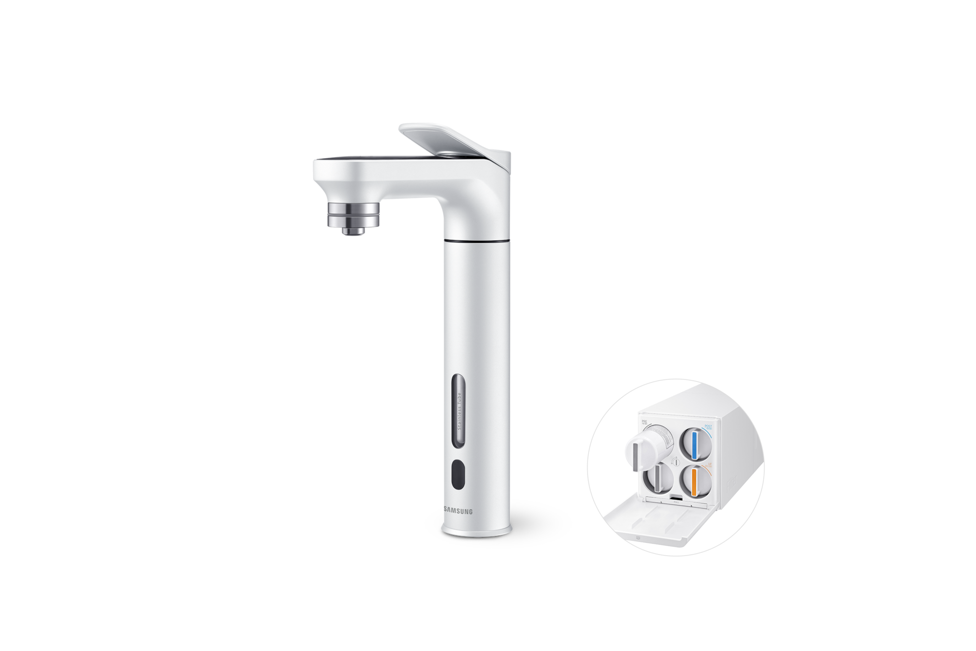 Bespoke 정수기 메인 파우셋 (정수전용) 알루 화이트 파우셋 우측+본체