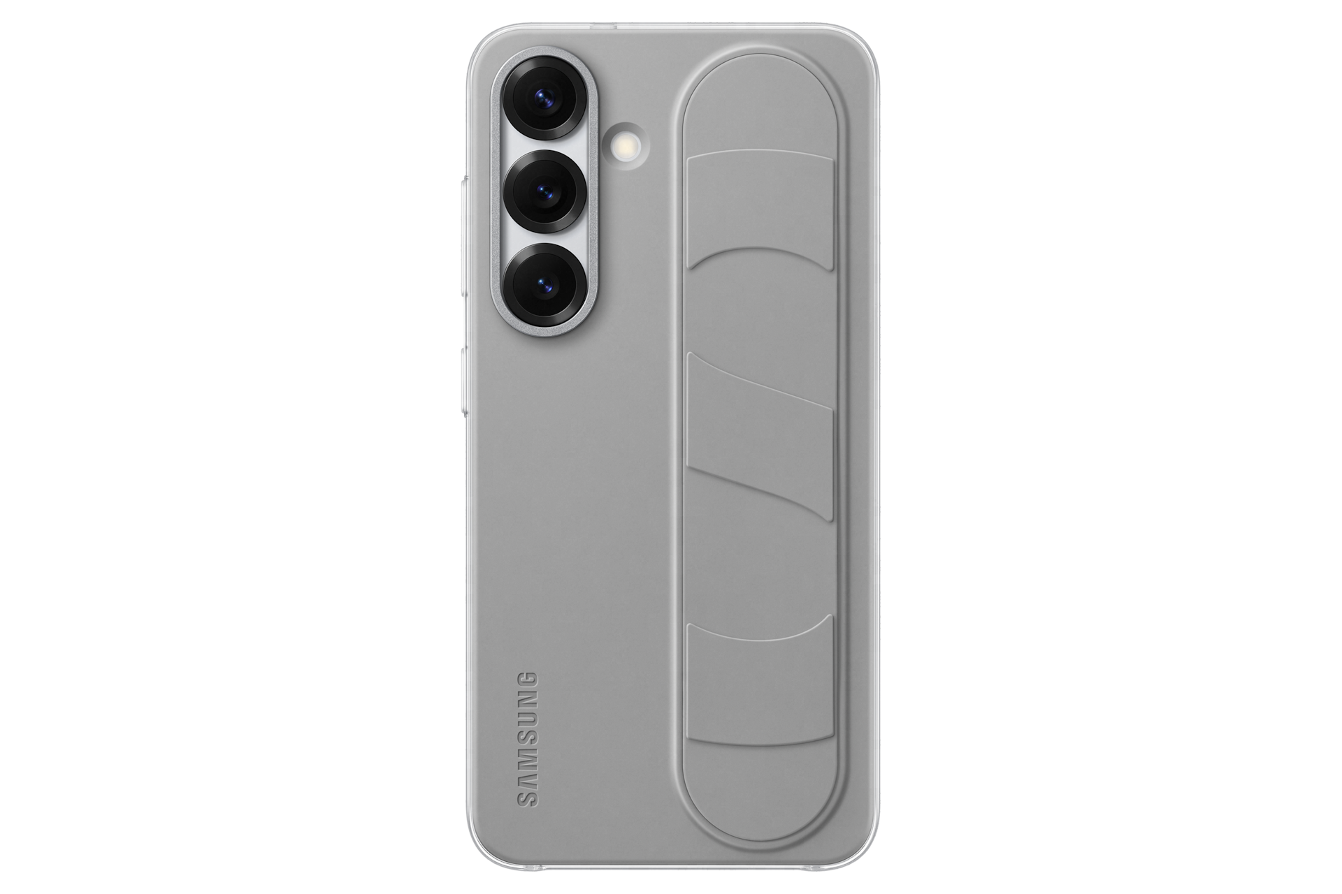 갤럭시 S25 스탠딩 그립 케이스 (그레이) 기기를 장착한 후면 이미지