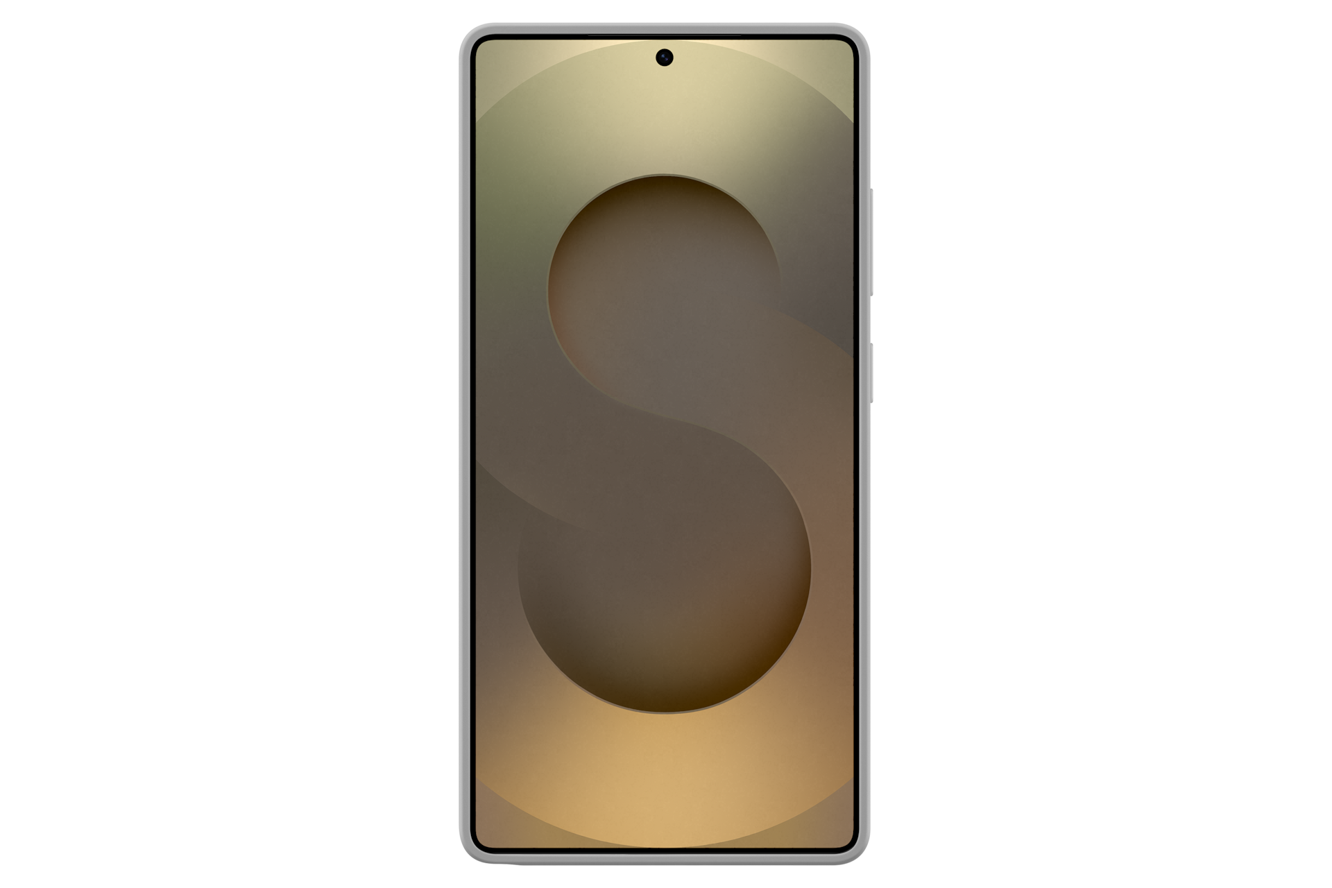 갤럭시 S25 Ultra 실리콘 케이스 (그레이) 기기를 장착한 정면 이미지